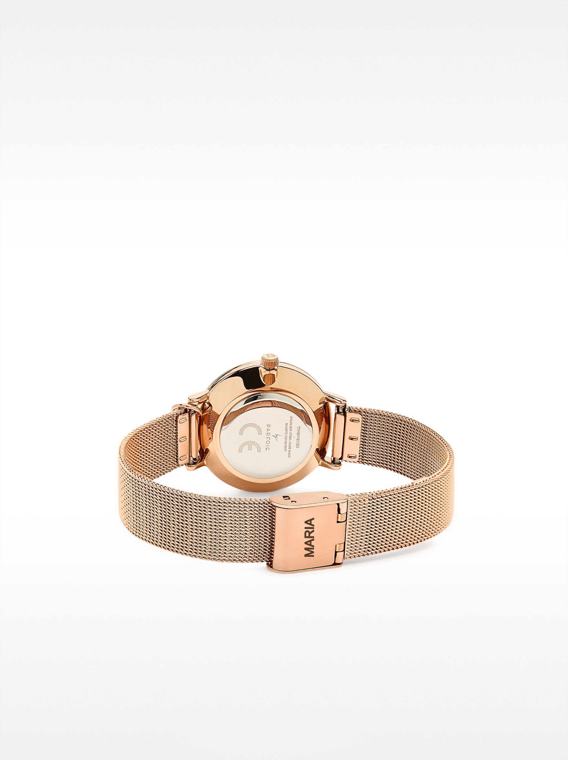 Reloj De Malla Metálica Con Charm De Trébol