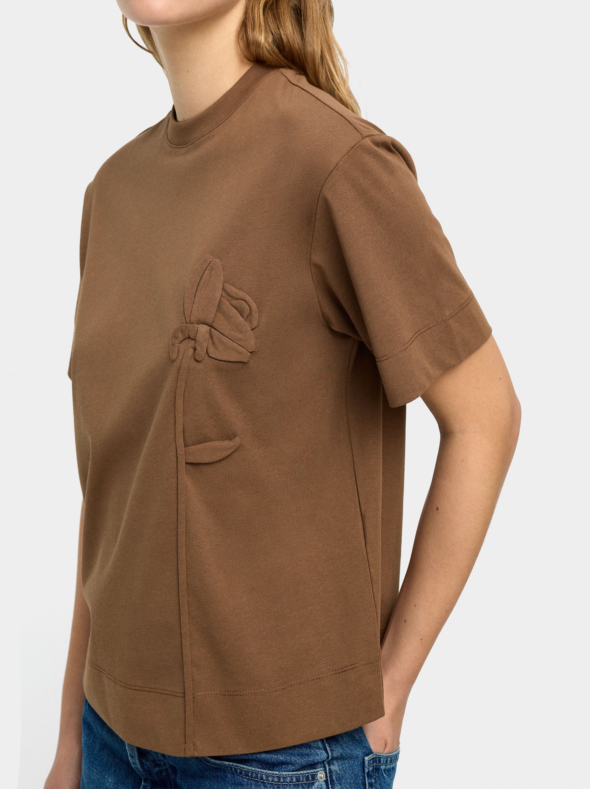 Camiseta De Algodón Con Flor