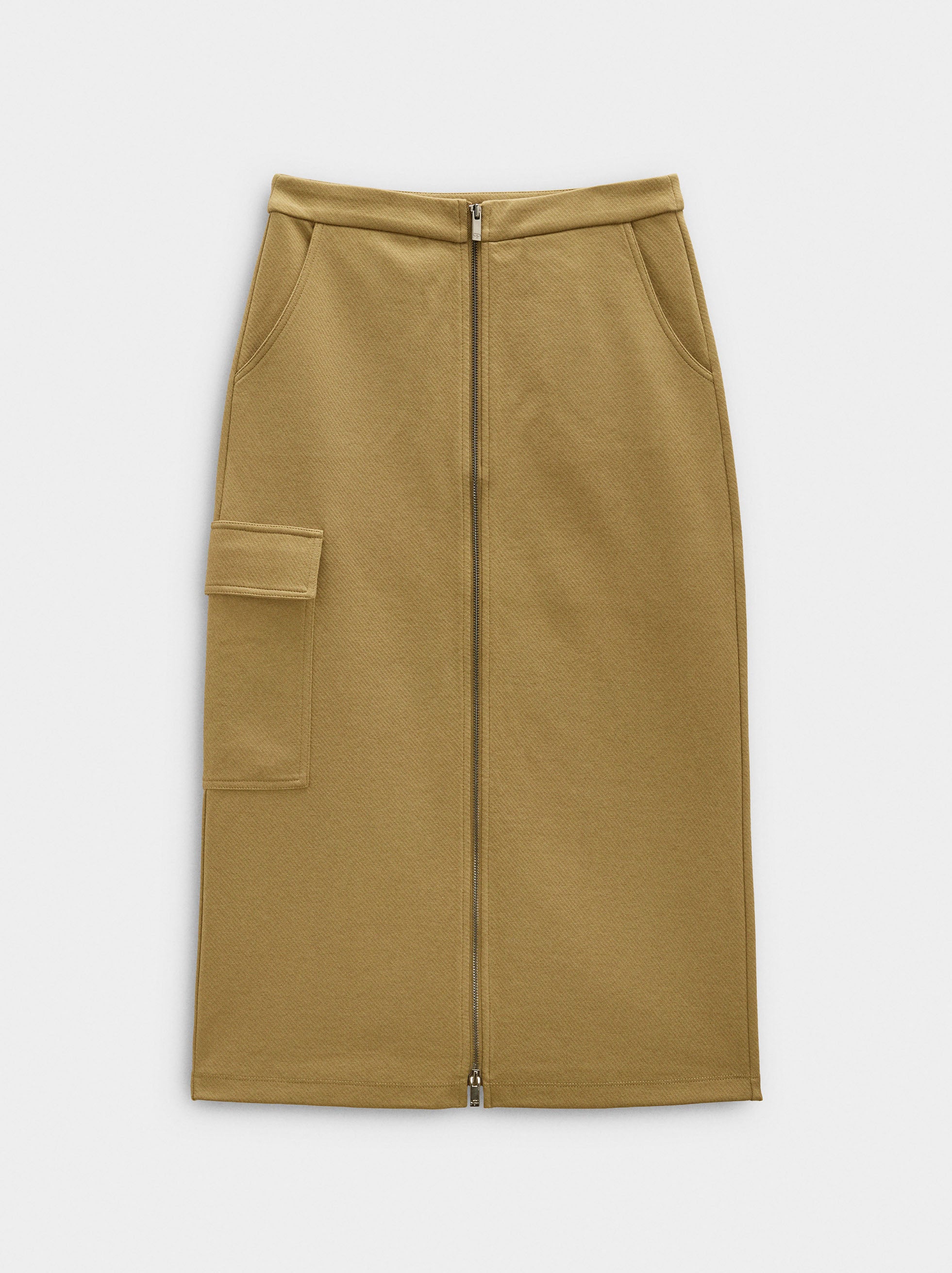 Falda Larga De Algodón Con Cierre Frontal