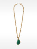Collar Largo De Eslabones Con Colgante De Piedra