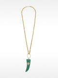 Collar Largo De Eslabones Con Colgante De Piedra