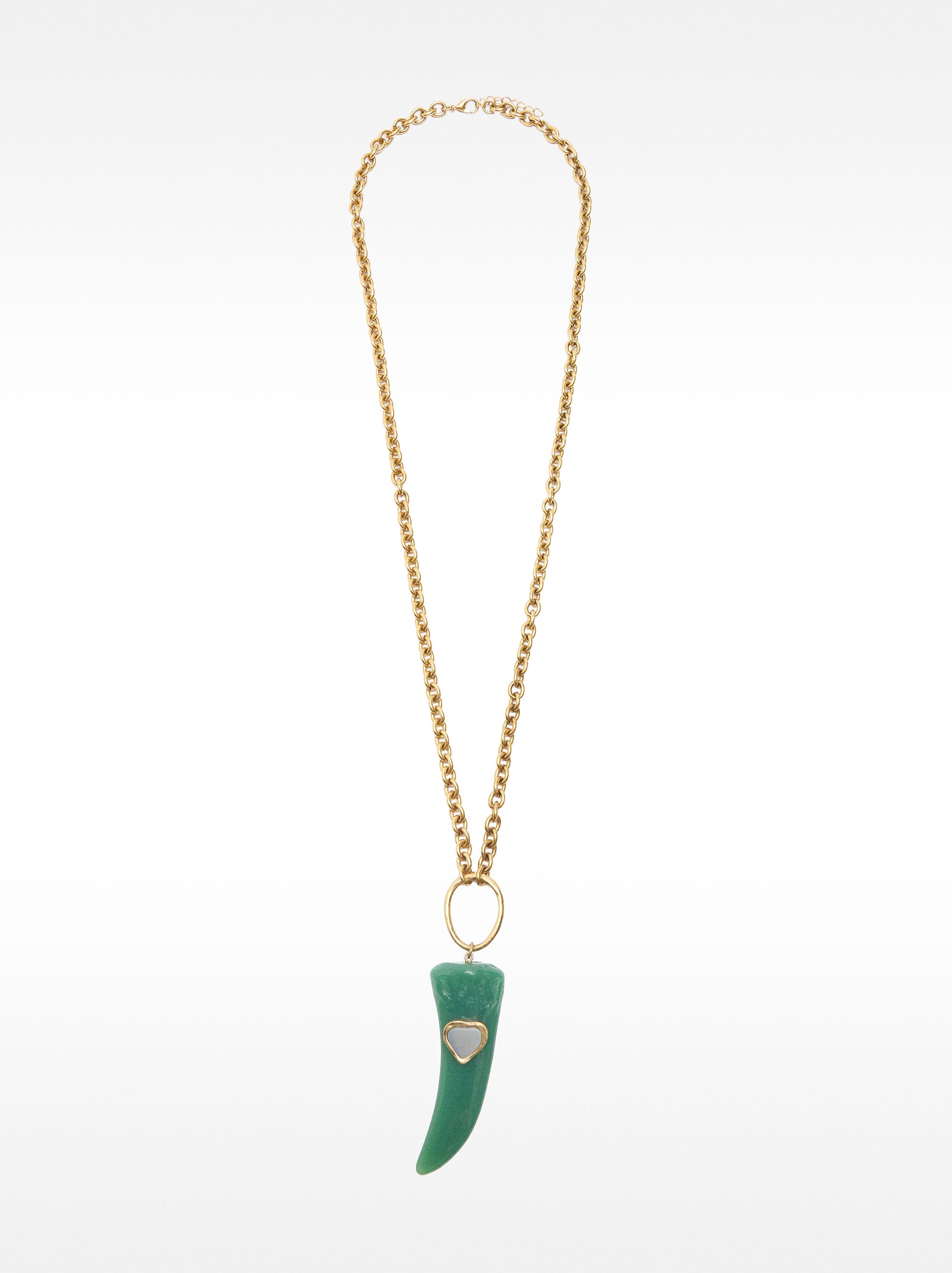 Collar Largo De Eslabones Con Colgante De Piedra
