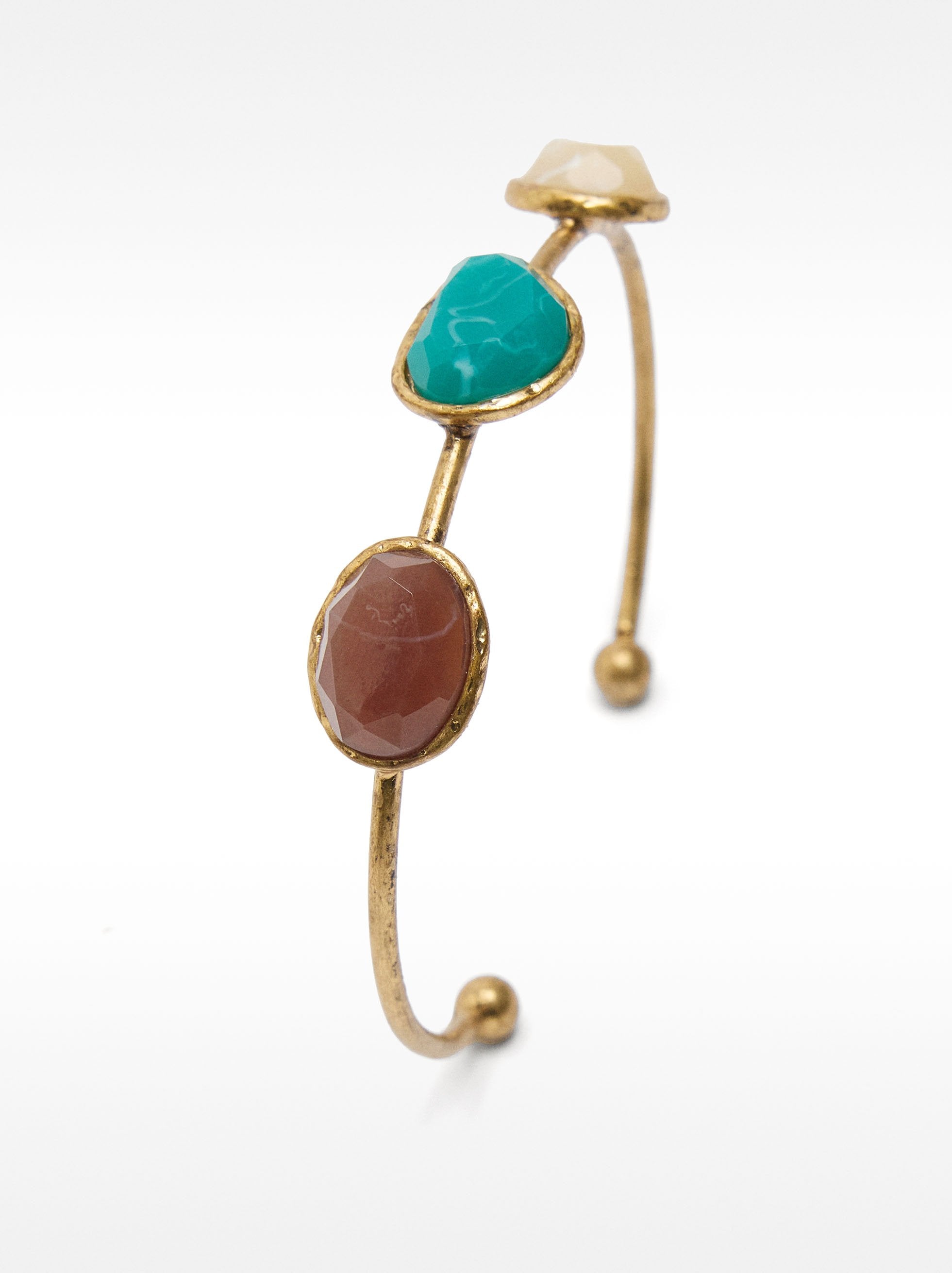 Pulsera Abierta Con Detalles Efecto Piedra