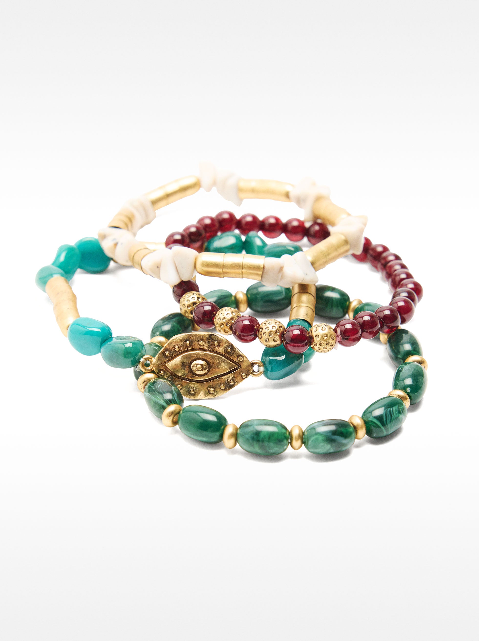 Set De Pulseras Efecto Piedra