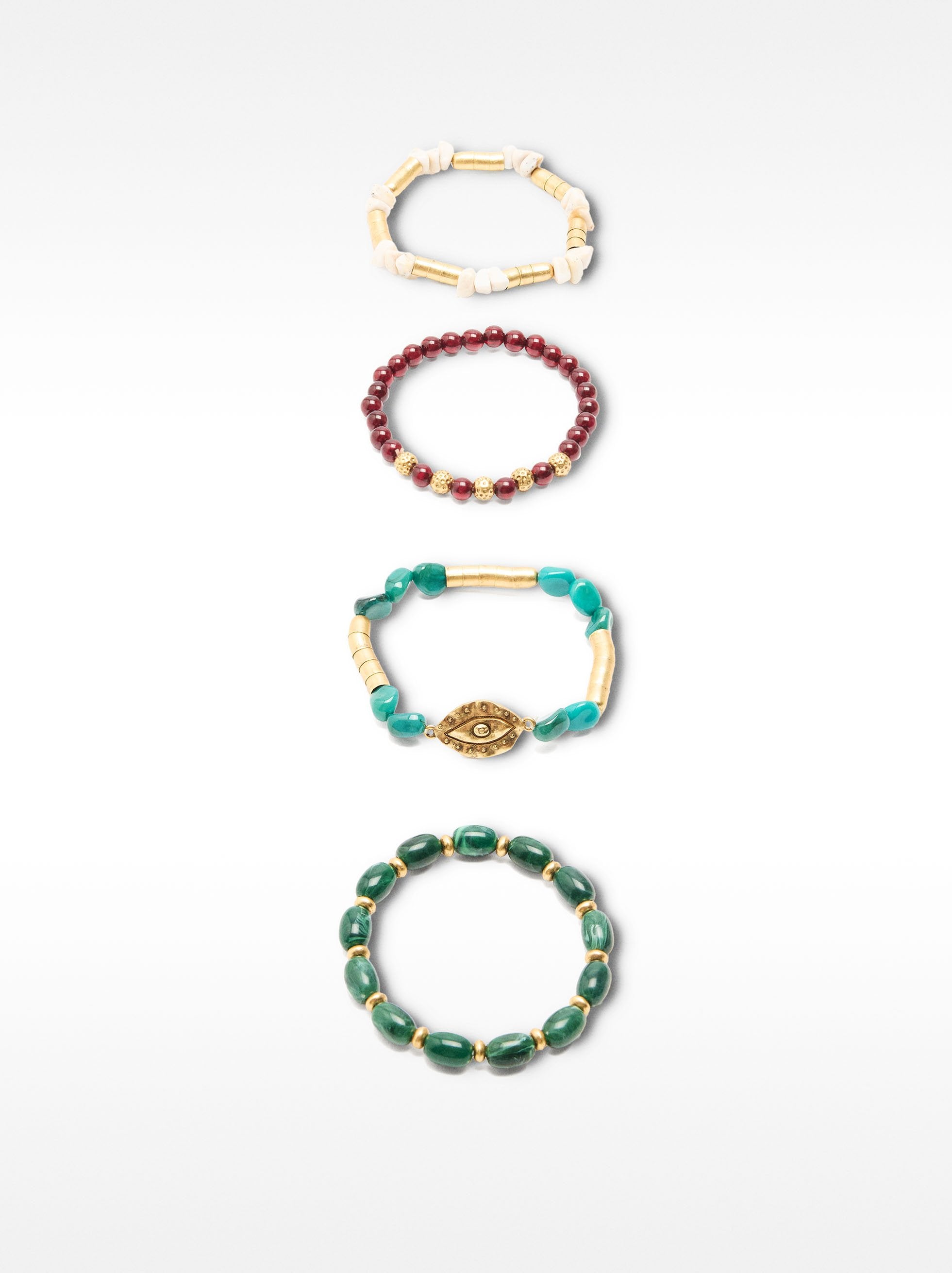 Set De Pulseras Efecto Piedra