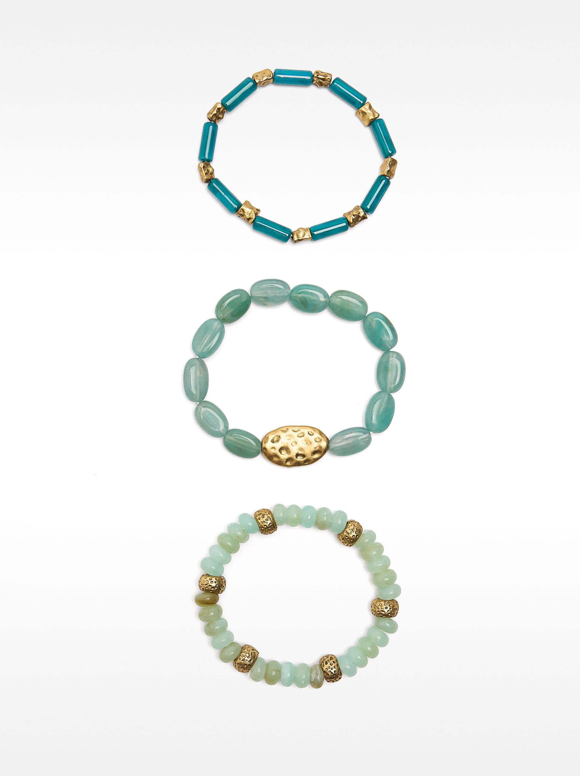 Set De Pulseras Elásticas Efecto Piedra