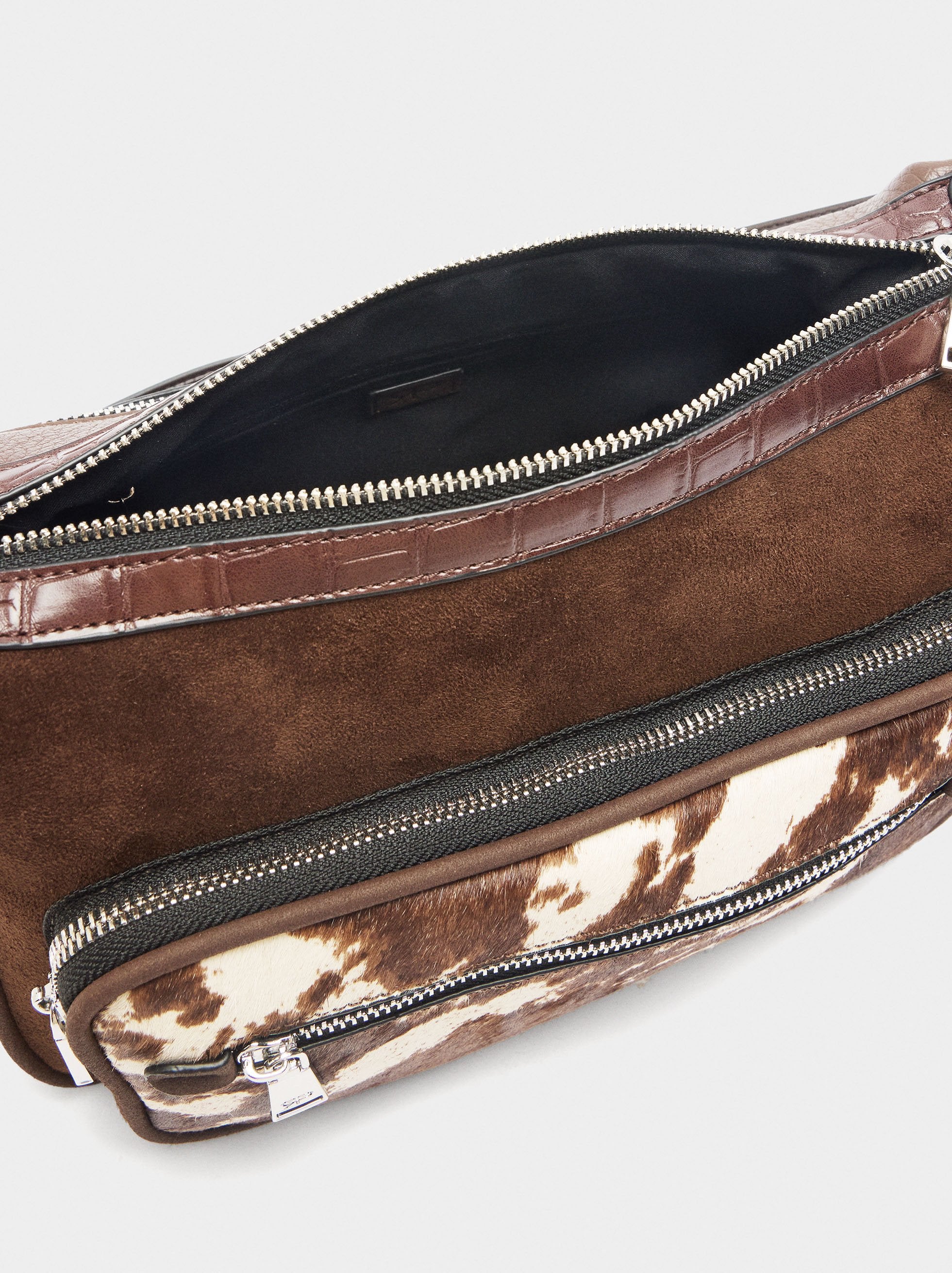 Bolso Bandolera Con Piel