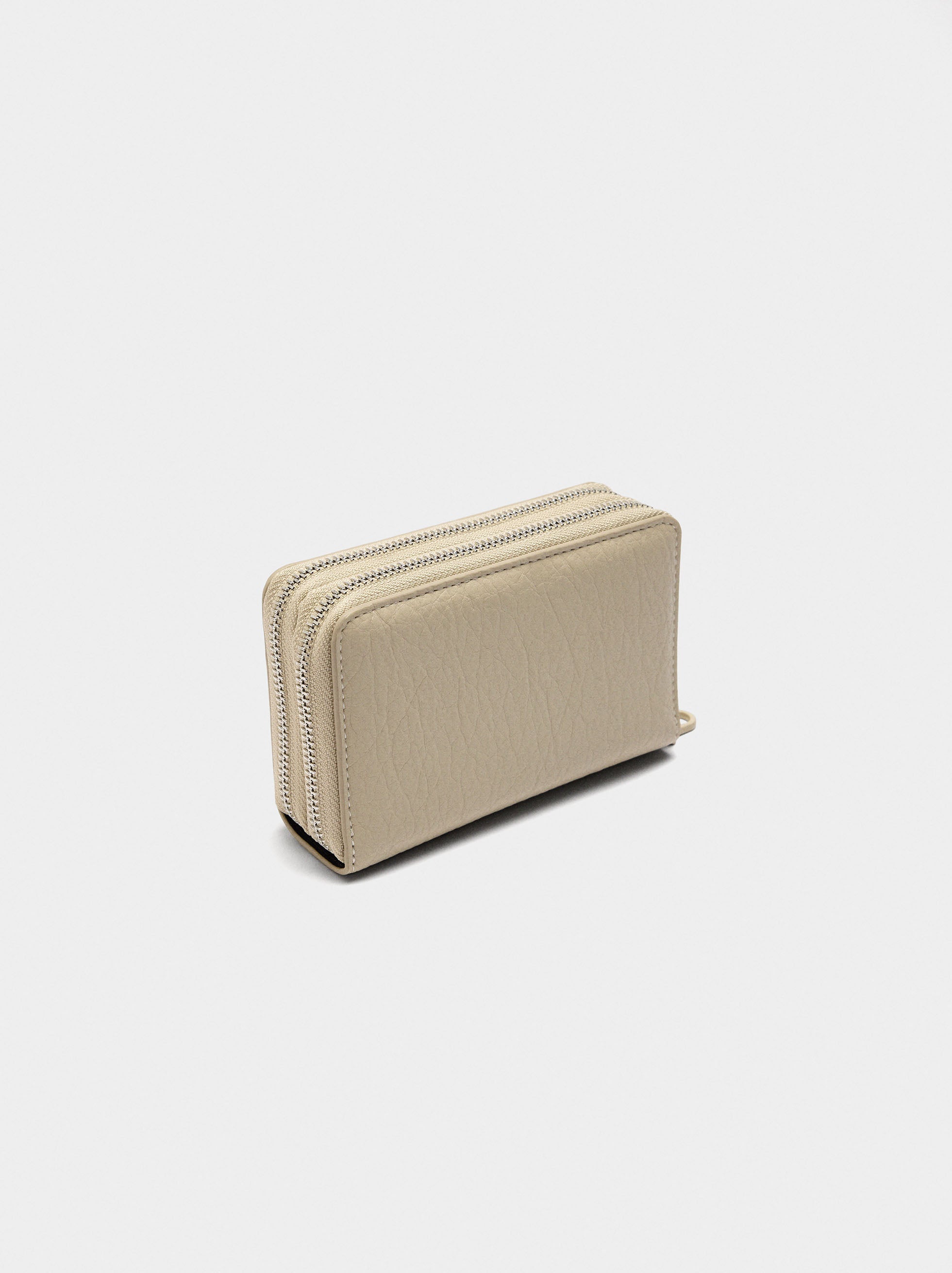 Cartera Con Textura Y Cremallera Doble