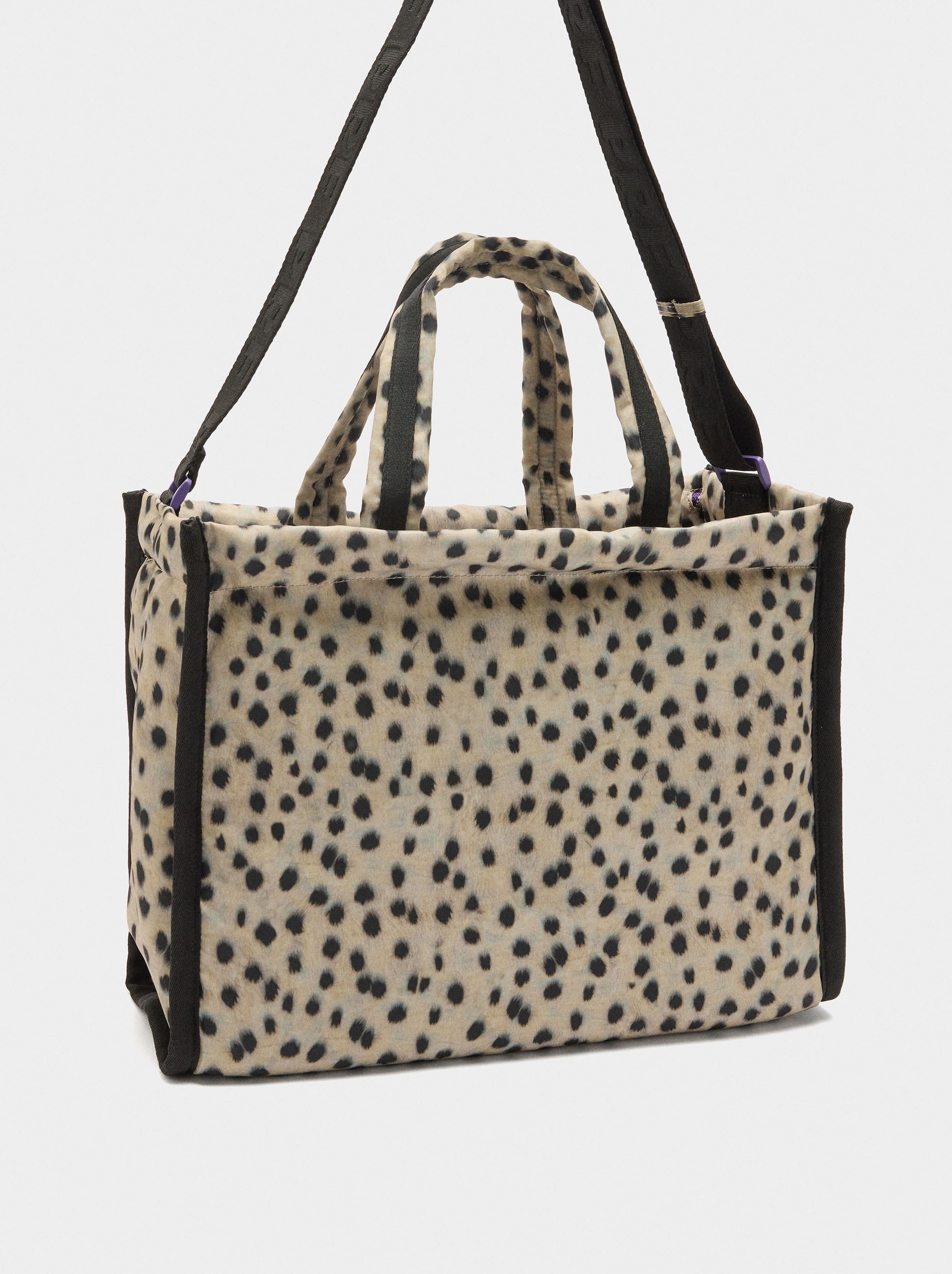 Bolso Shopper De Nylon Estampado Animal