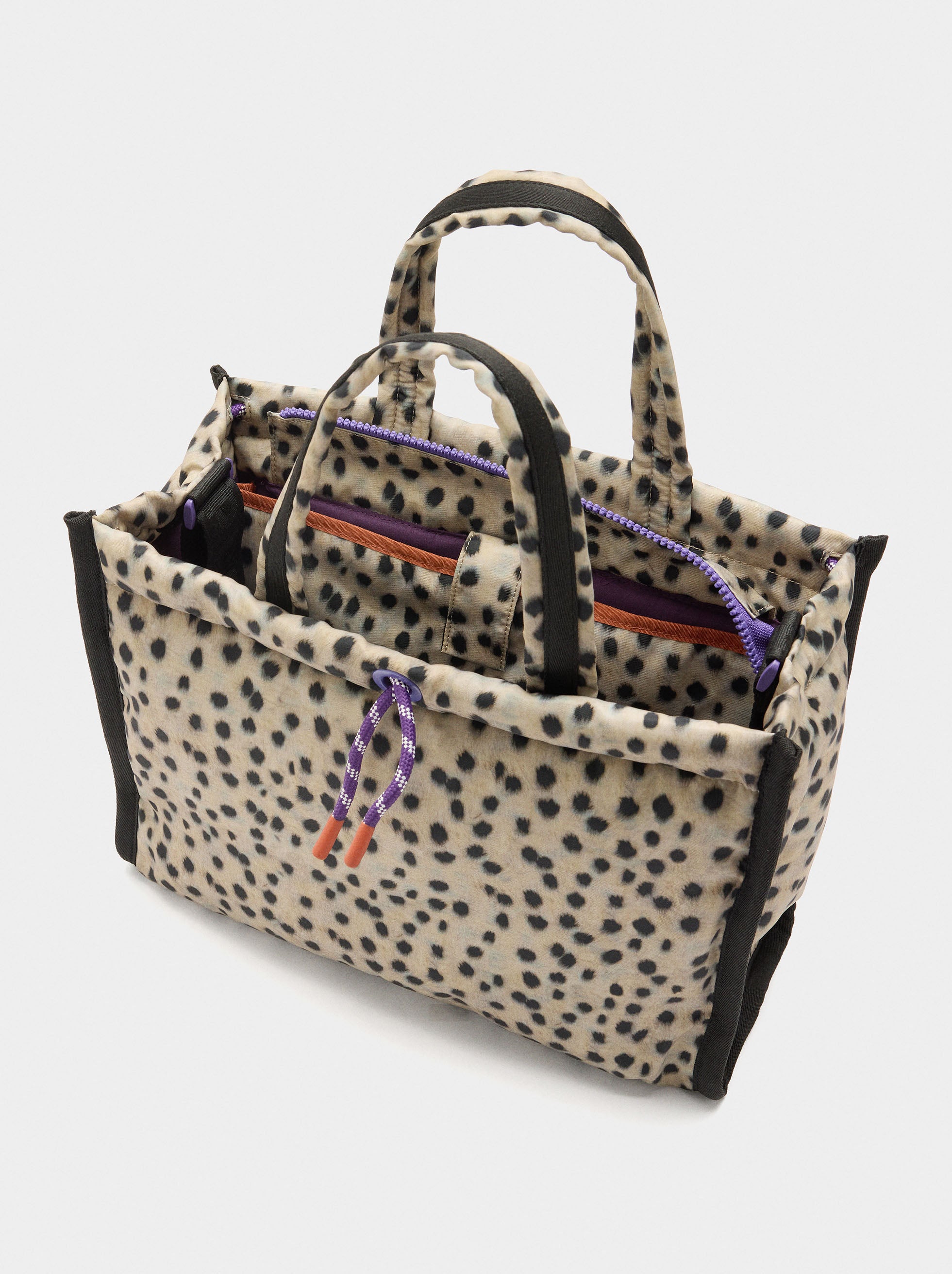 Bolso Shopper De Nylon Estampado Animal