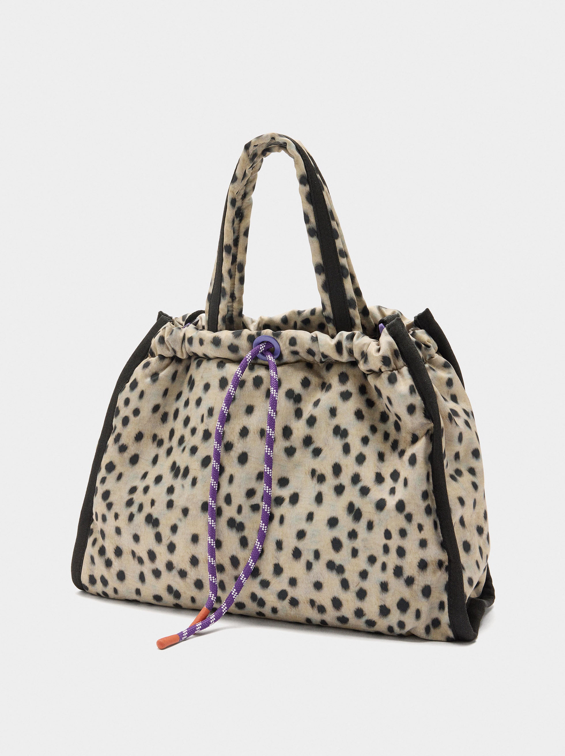 Bolso Shopper De Nylon Estampado Animal