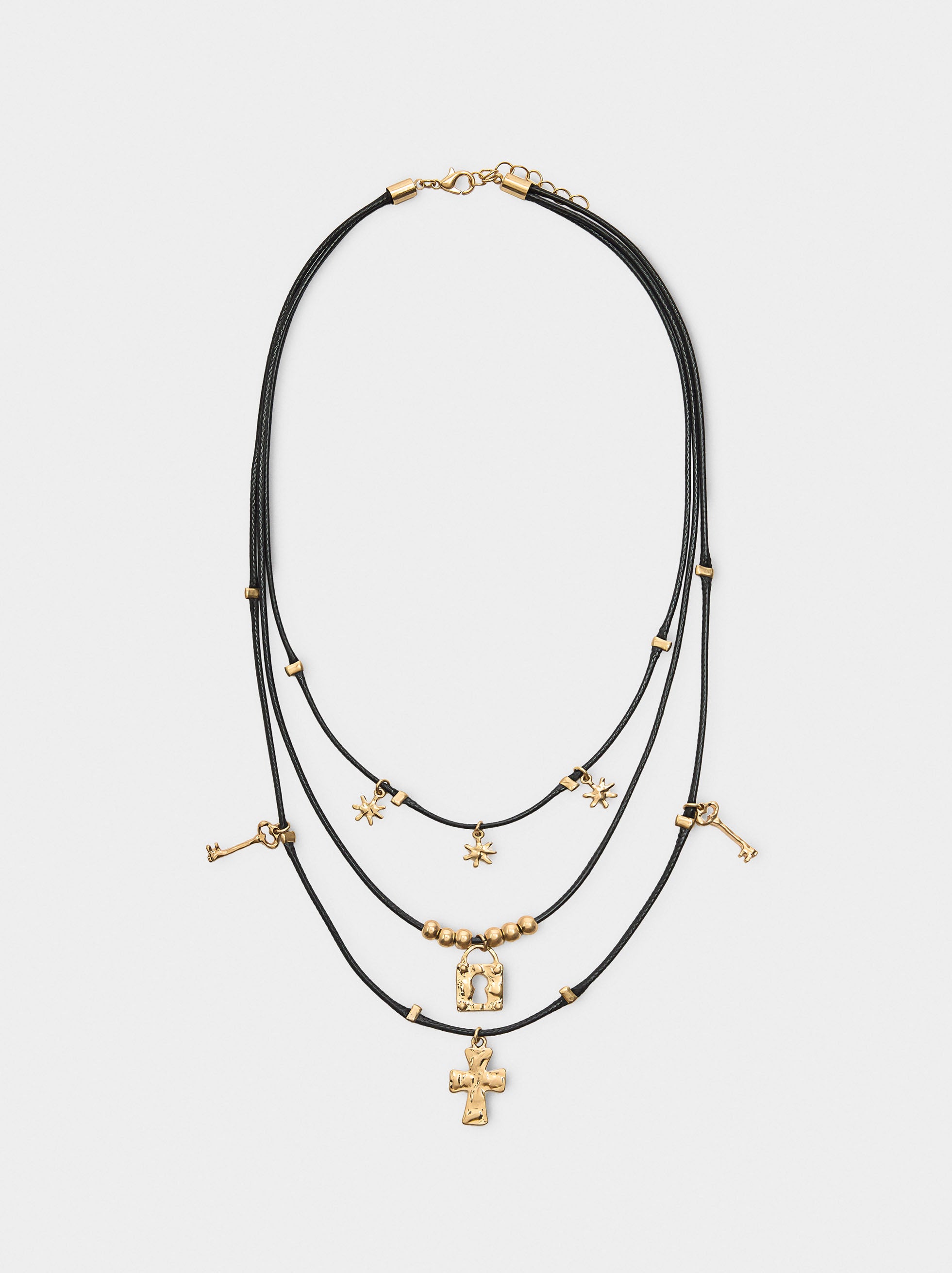 Collar Triple Con Colgantes Y Charms