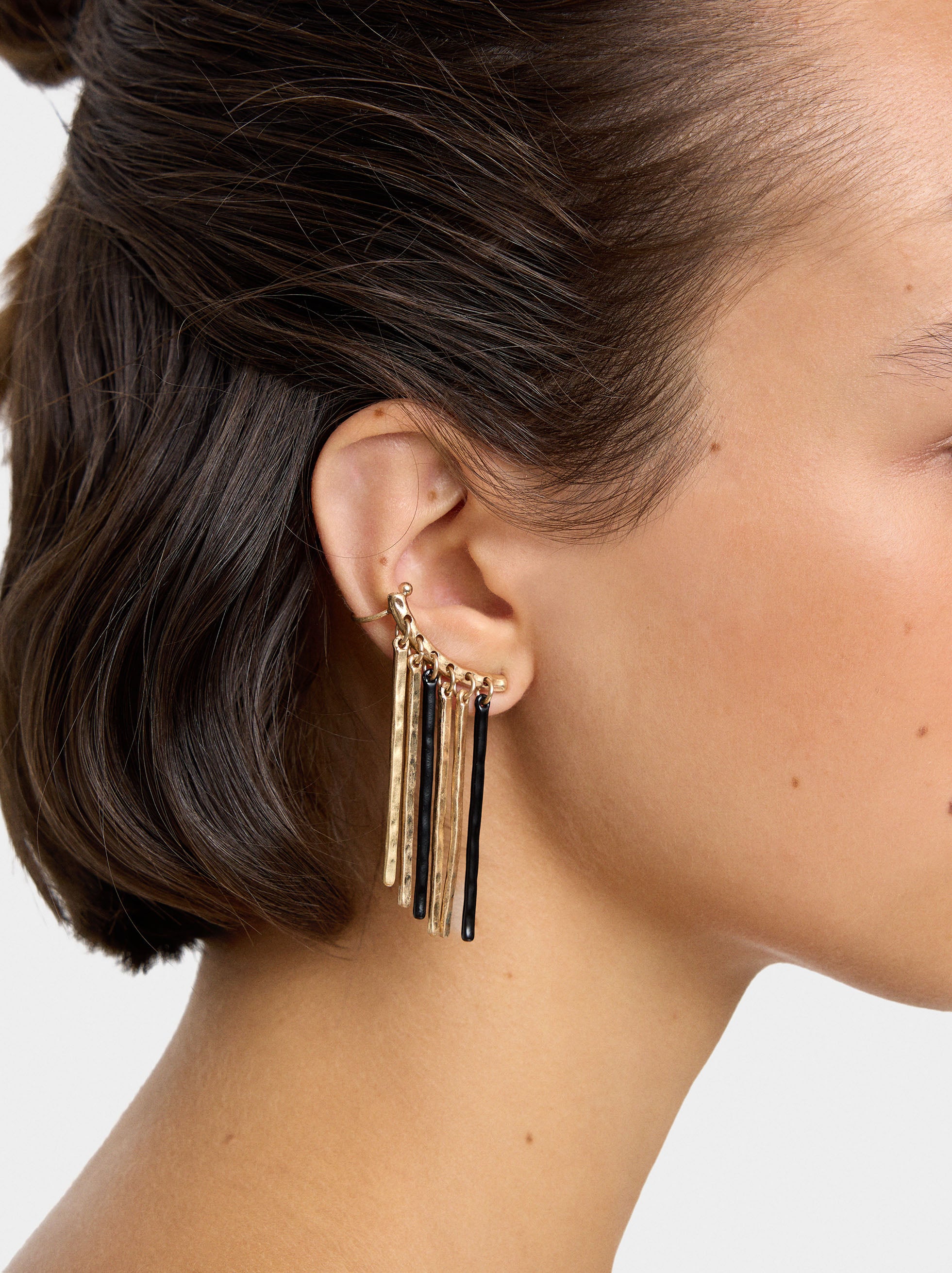 Pendientes Ear Jacket De Barras Bicolor