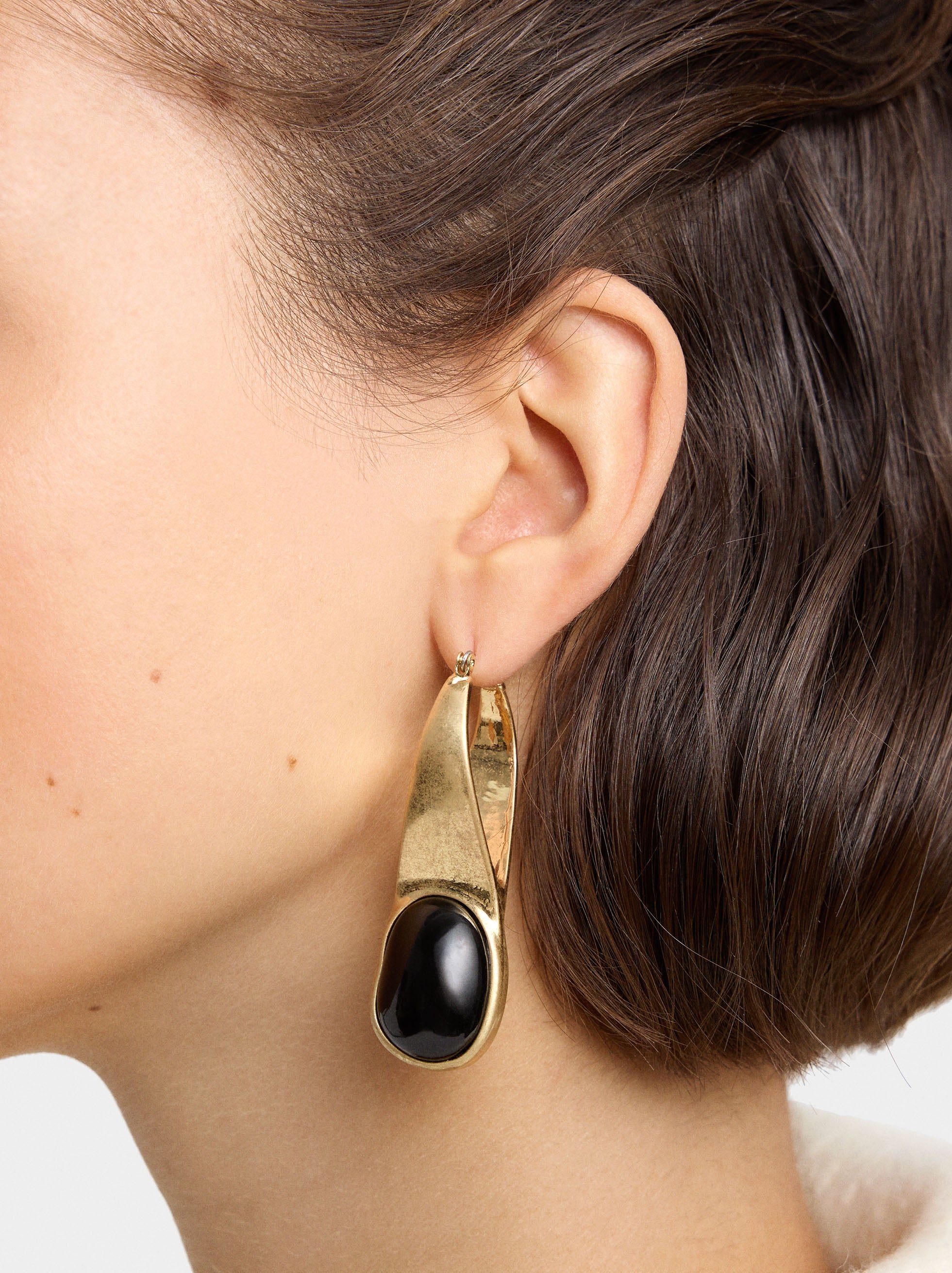 Aros Con Colgante De Resina