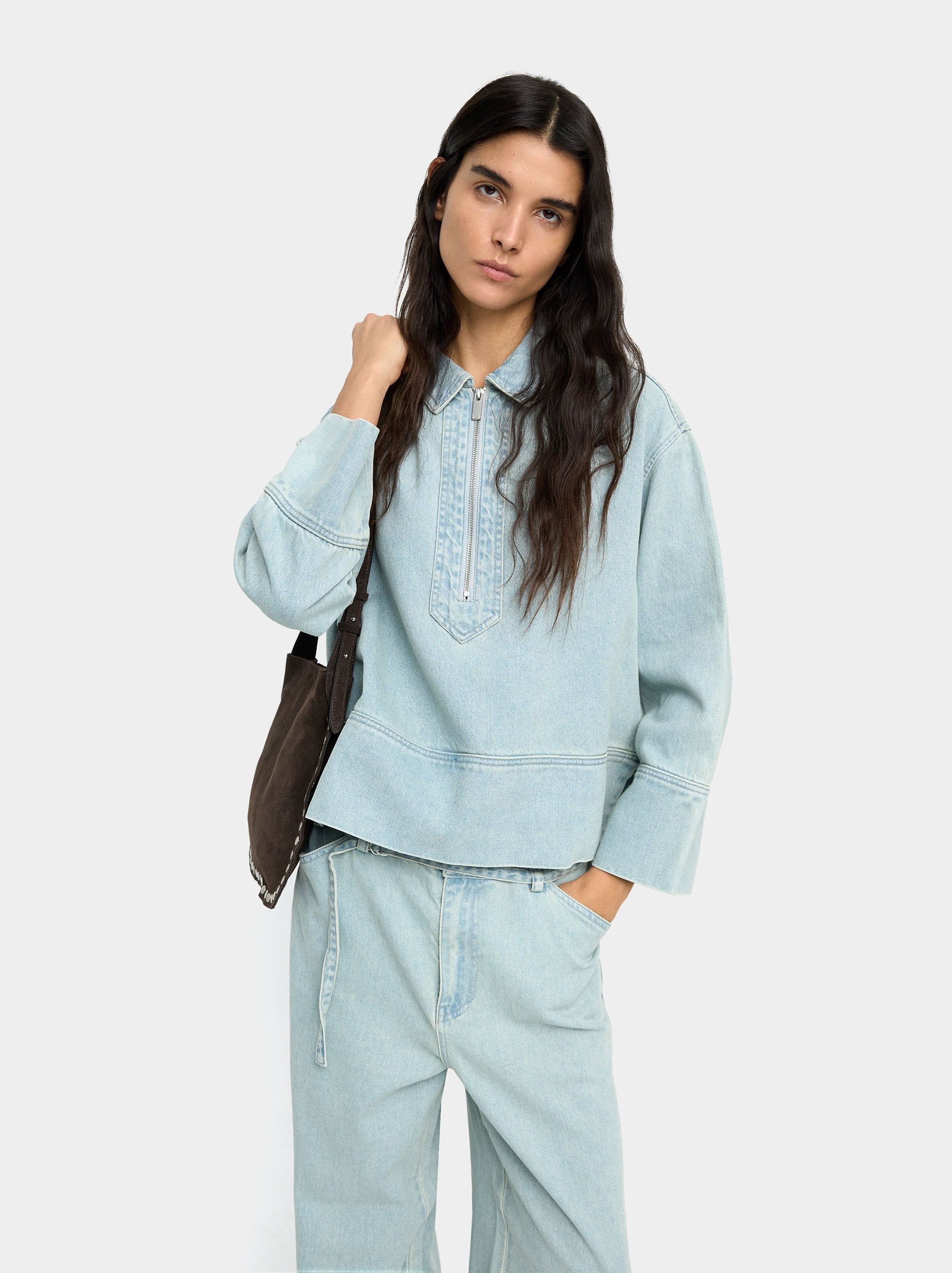Camisa Denim Con Cremallera
