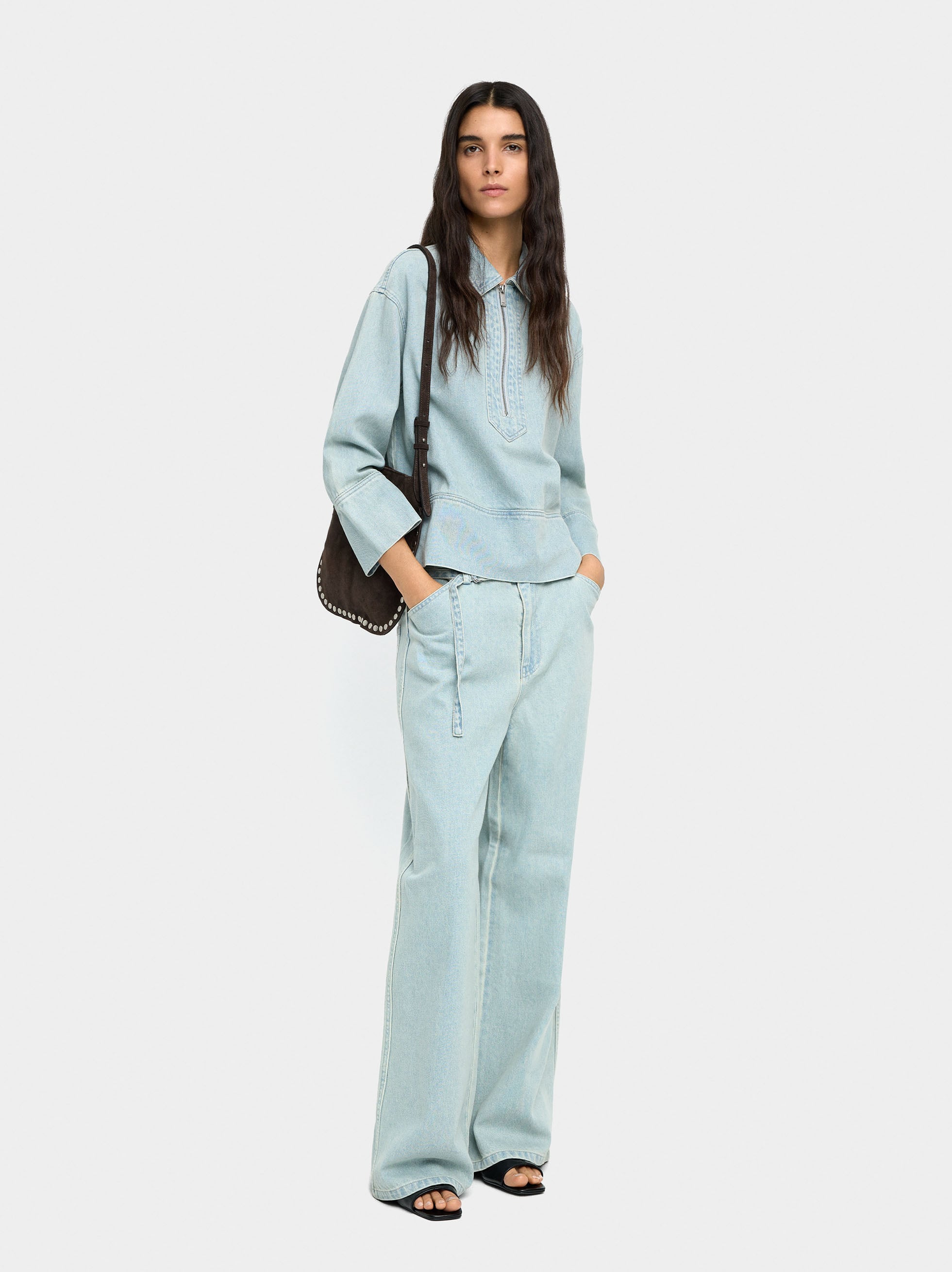 Camisa Denim Con Cremallera