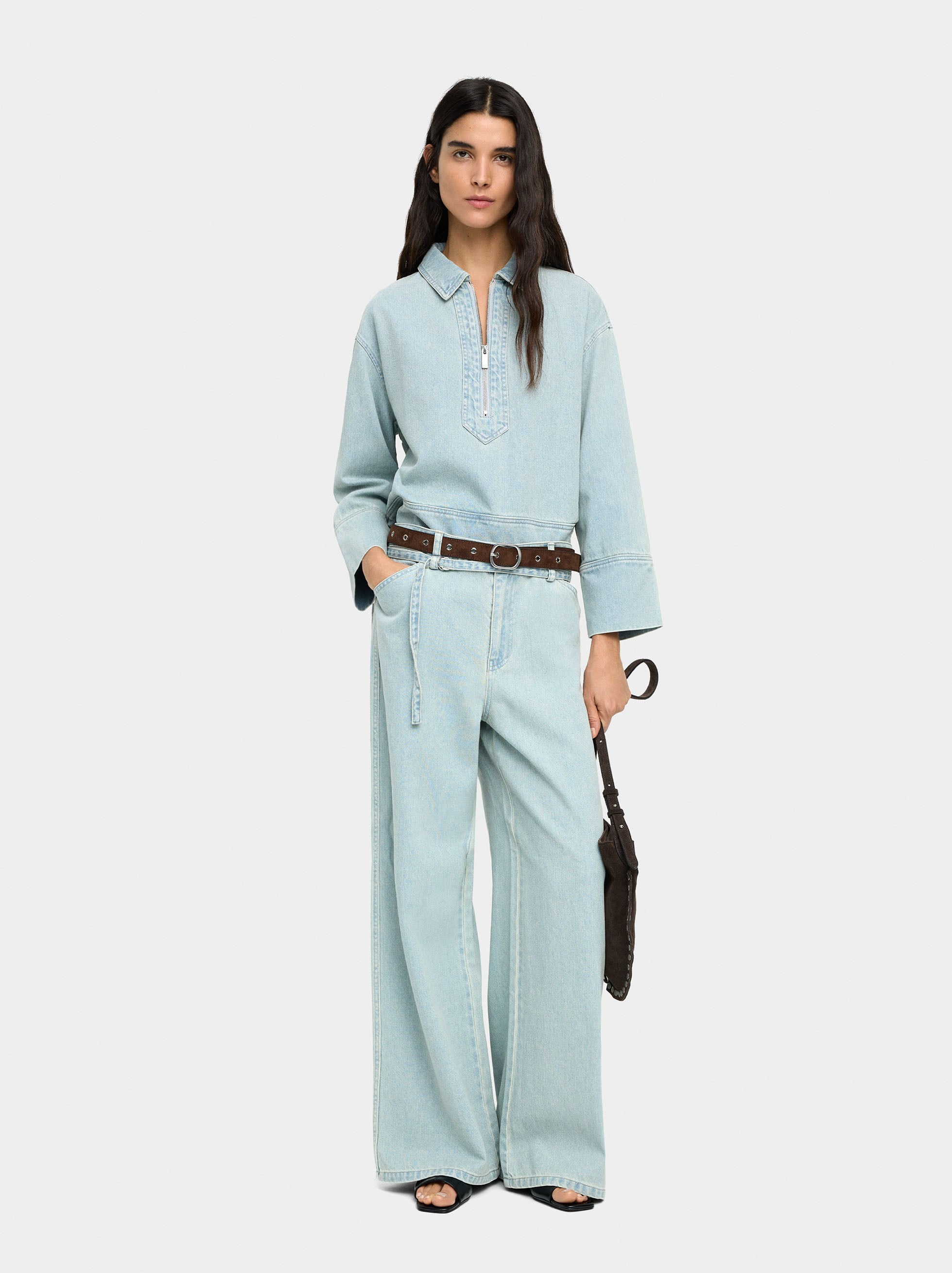 Camisa Denim Con Cremallera