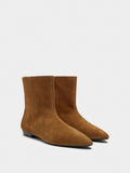 Botines De Piel Con Pespuntes