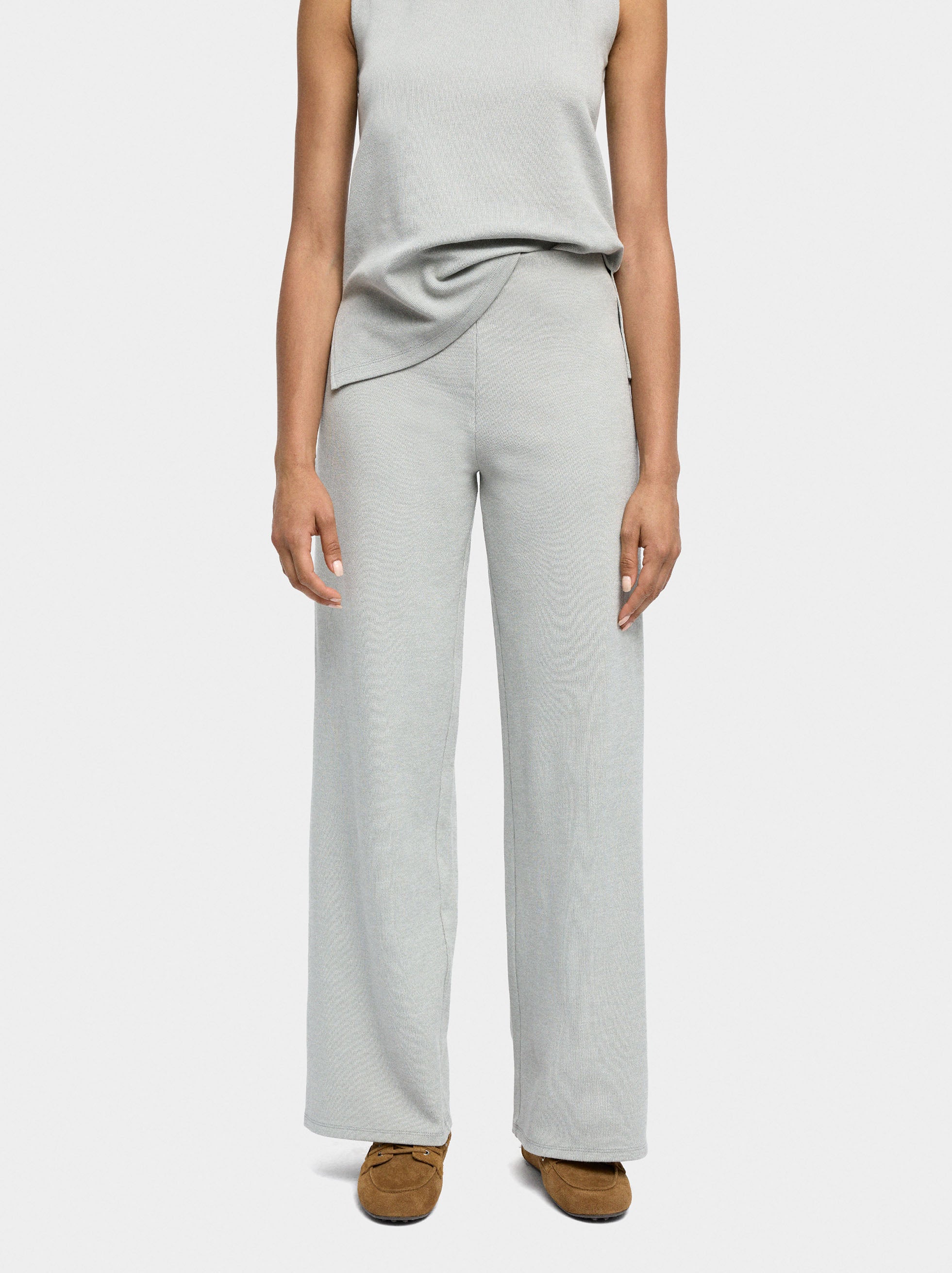 Pantalón Con Textura Cintura Elástica