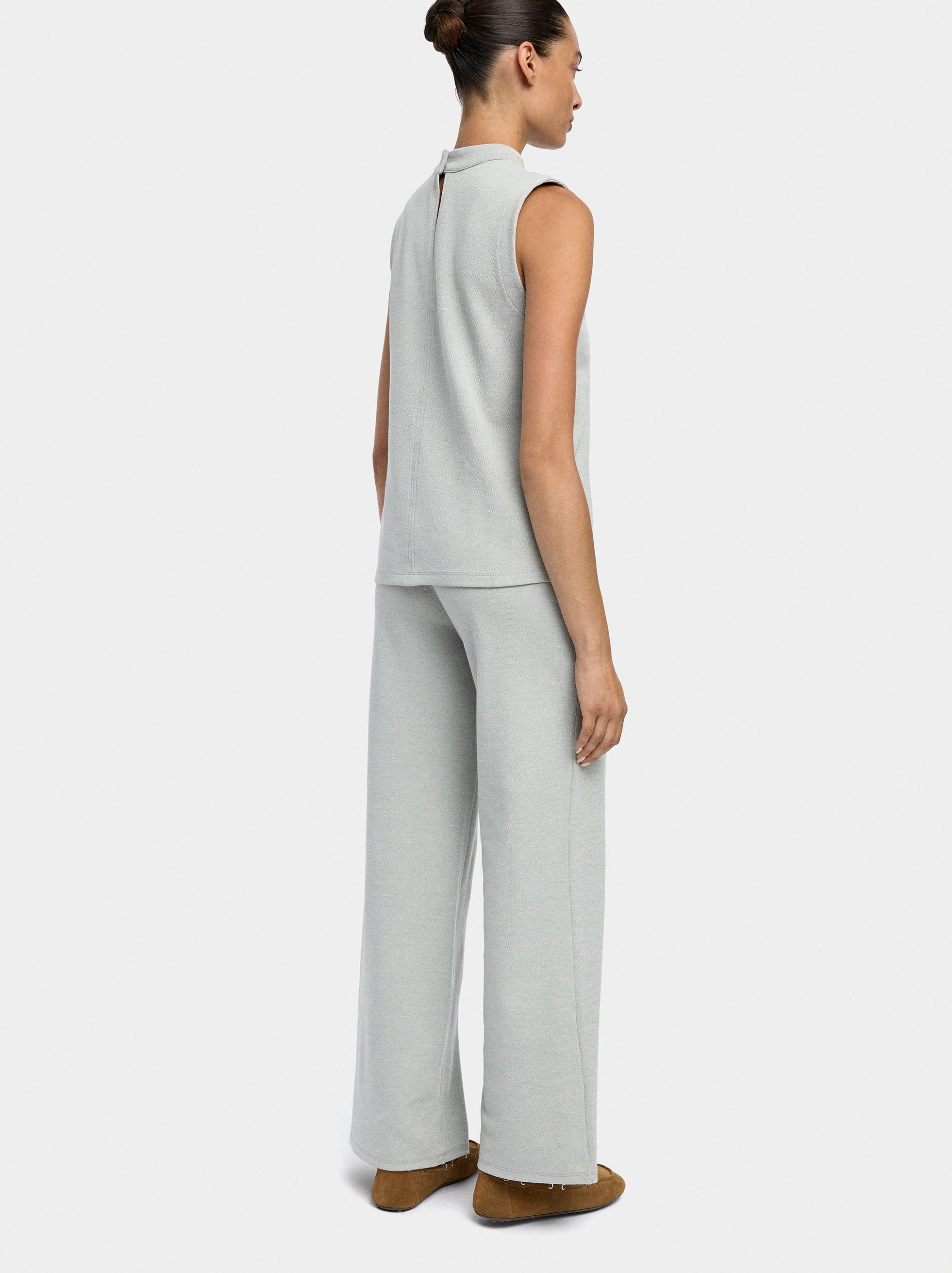 Pantalón Con Textura Cintura Elástica