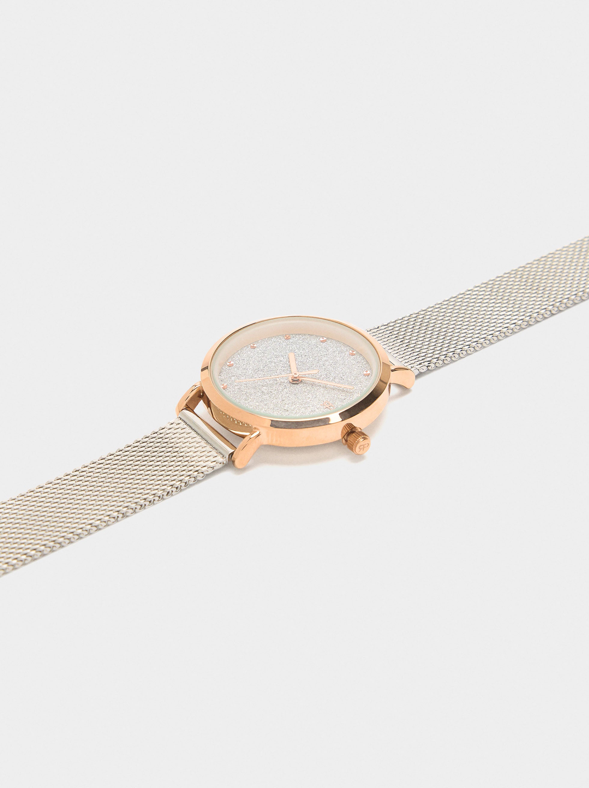 Reloj Bicolor De Malla Metálica