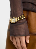 Reloj Mostrador Cuadrado Pulsera De Eslabones