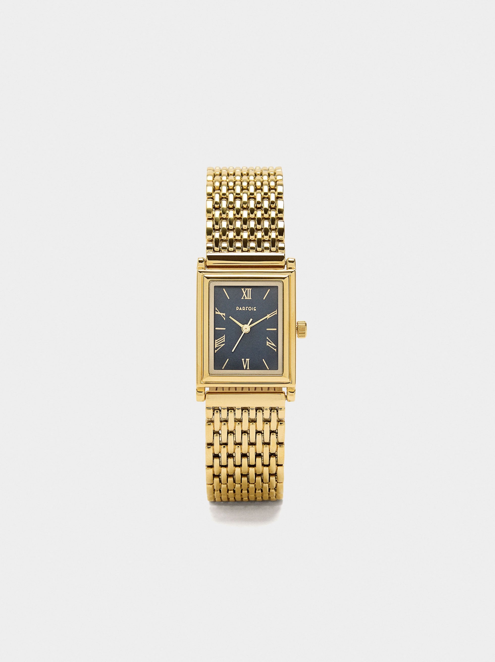 Reloj Rectangular Con Brazalete Metálico