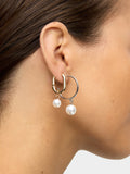 Set De Aros Bicolor Con Perlas