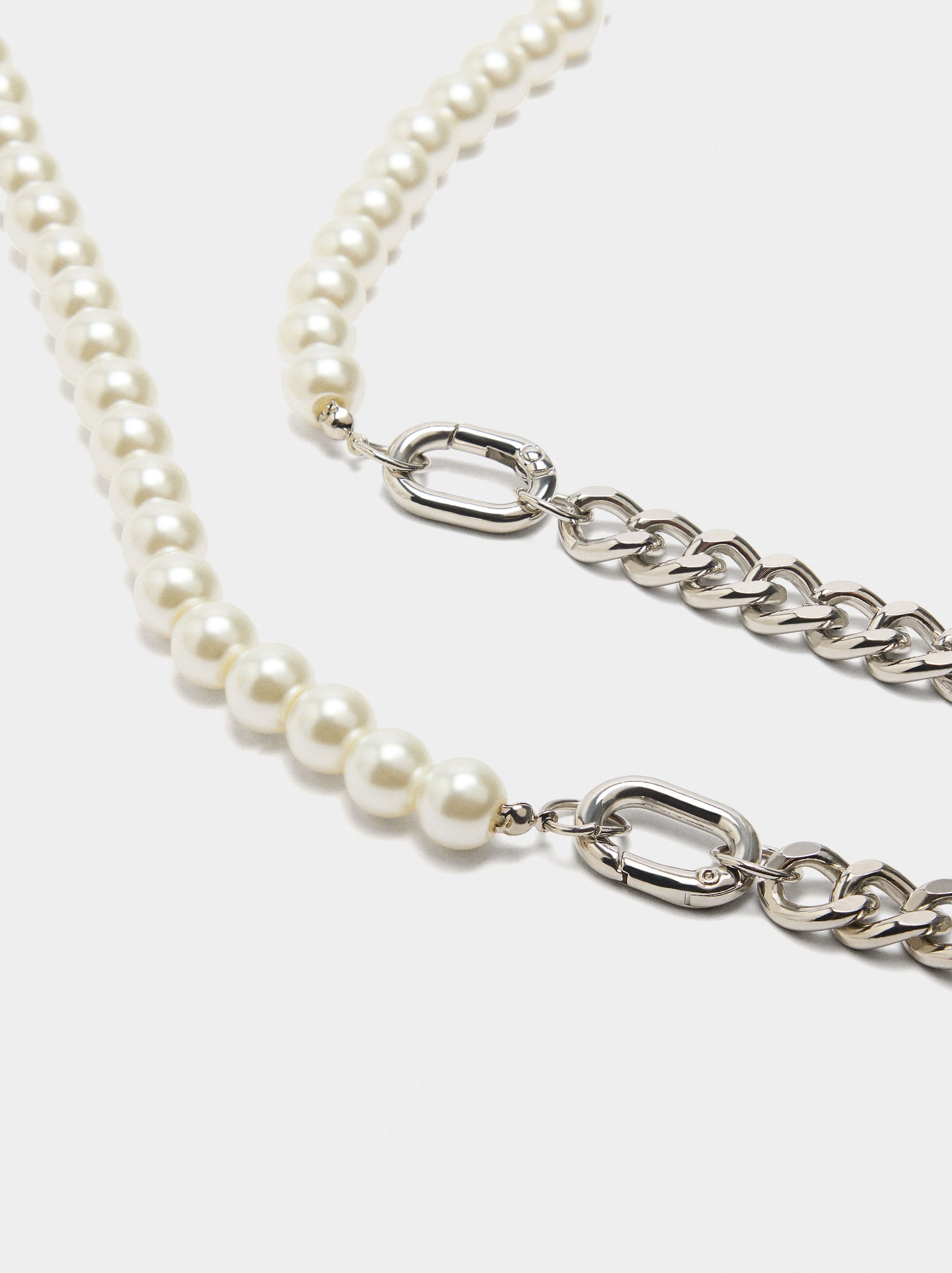 Collar Conversible De Eslabones Y Perlas