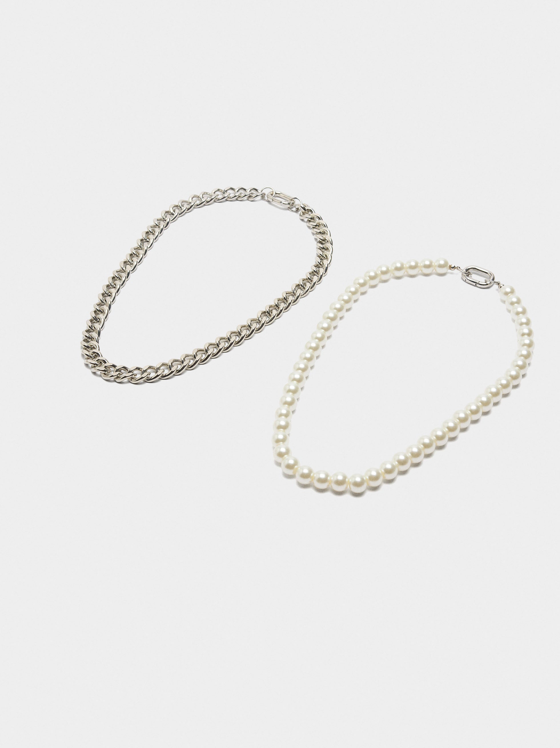 Collar Conversible De Eslabones Y Perlas