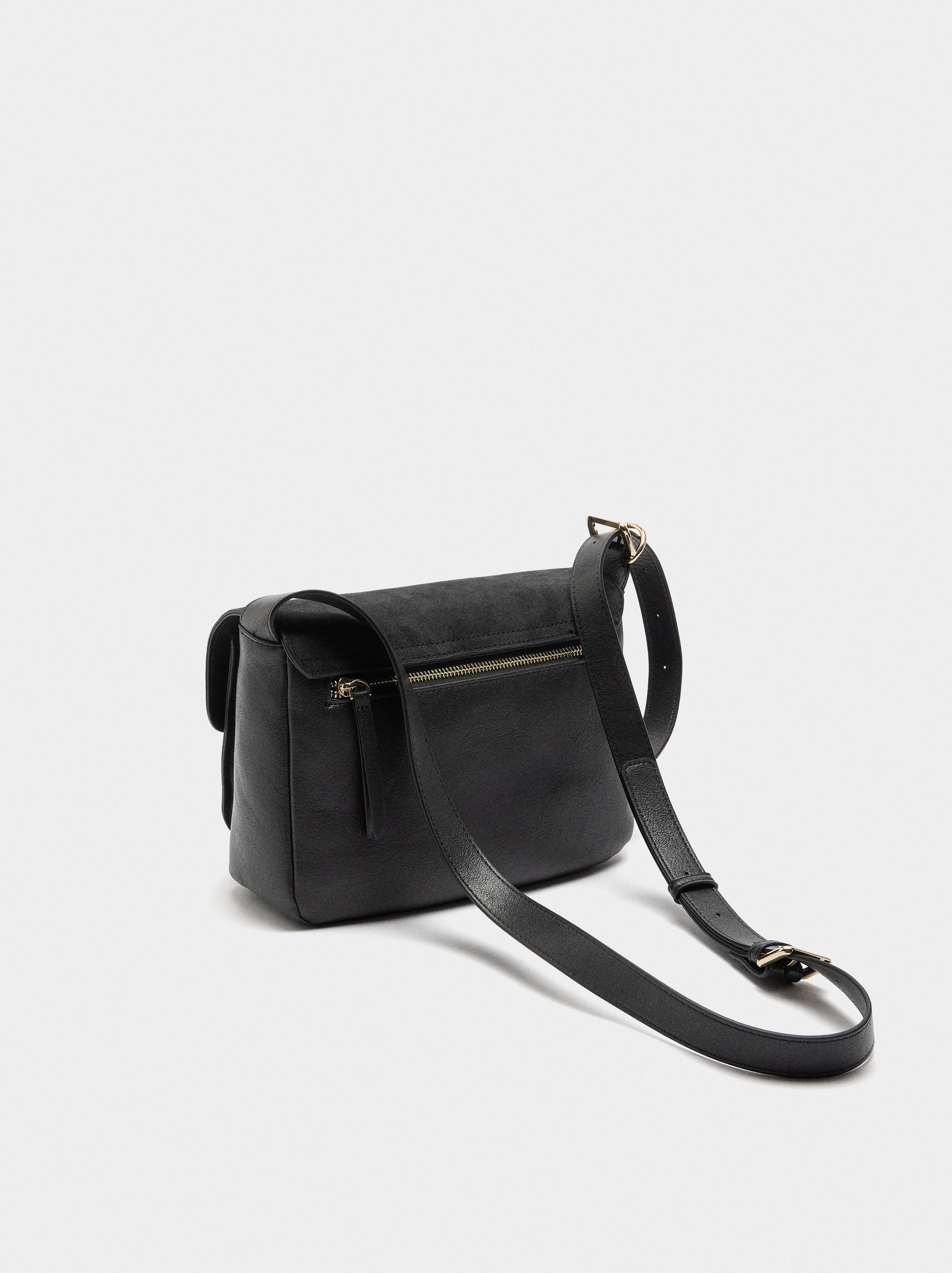 Bolso Bandolera Con Piel