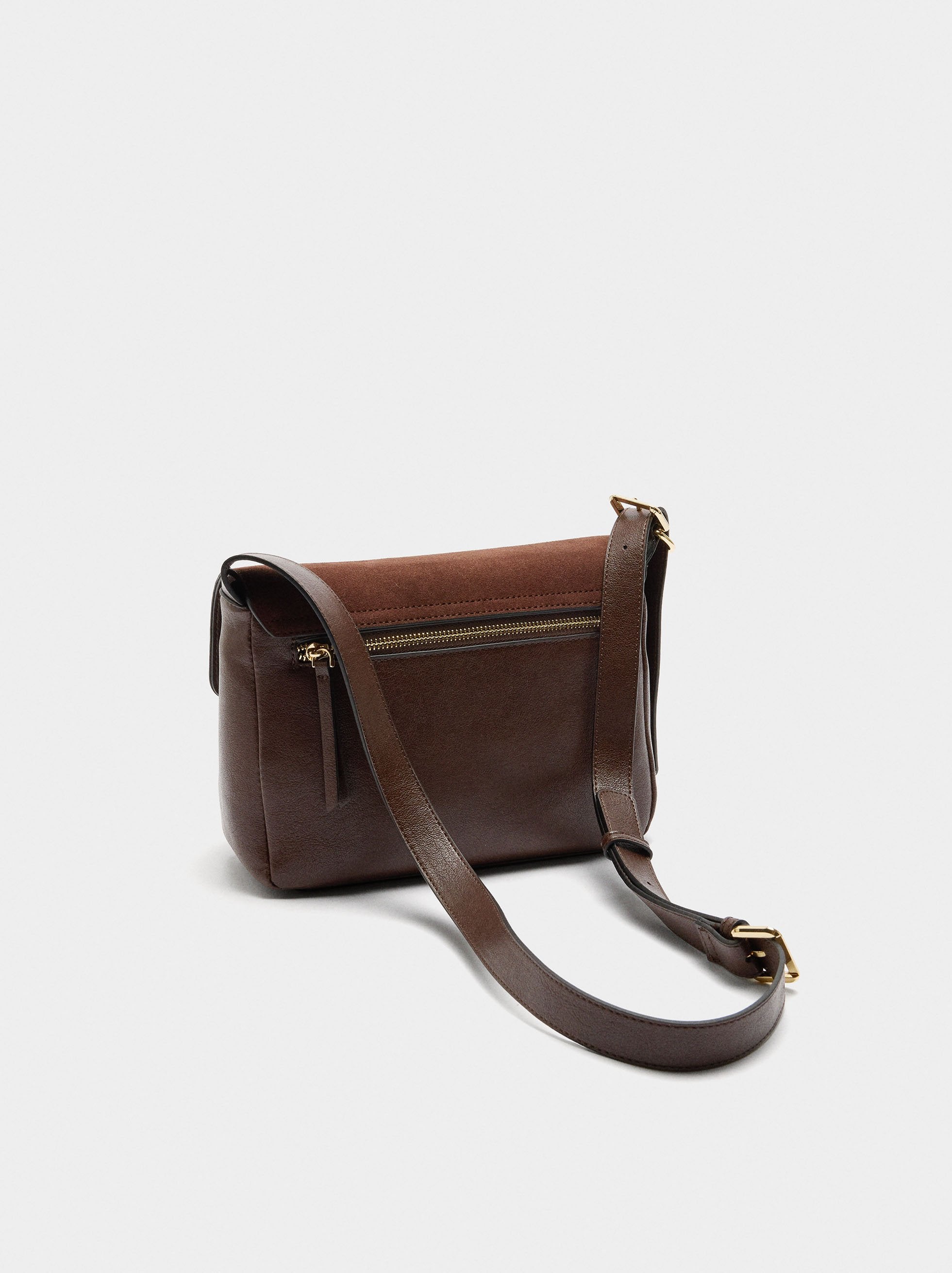 Bolso Bandolera Con Piel