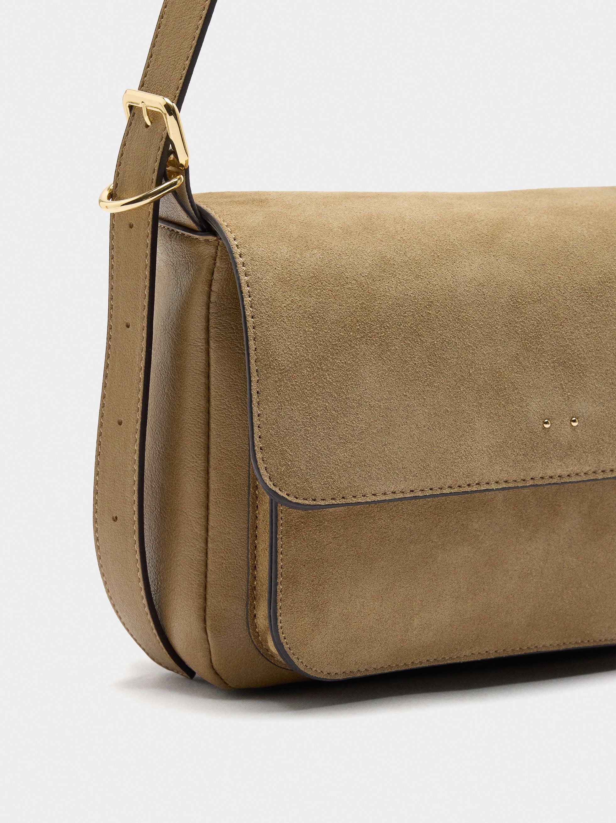 Bolso Bandolera Con Piel