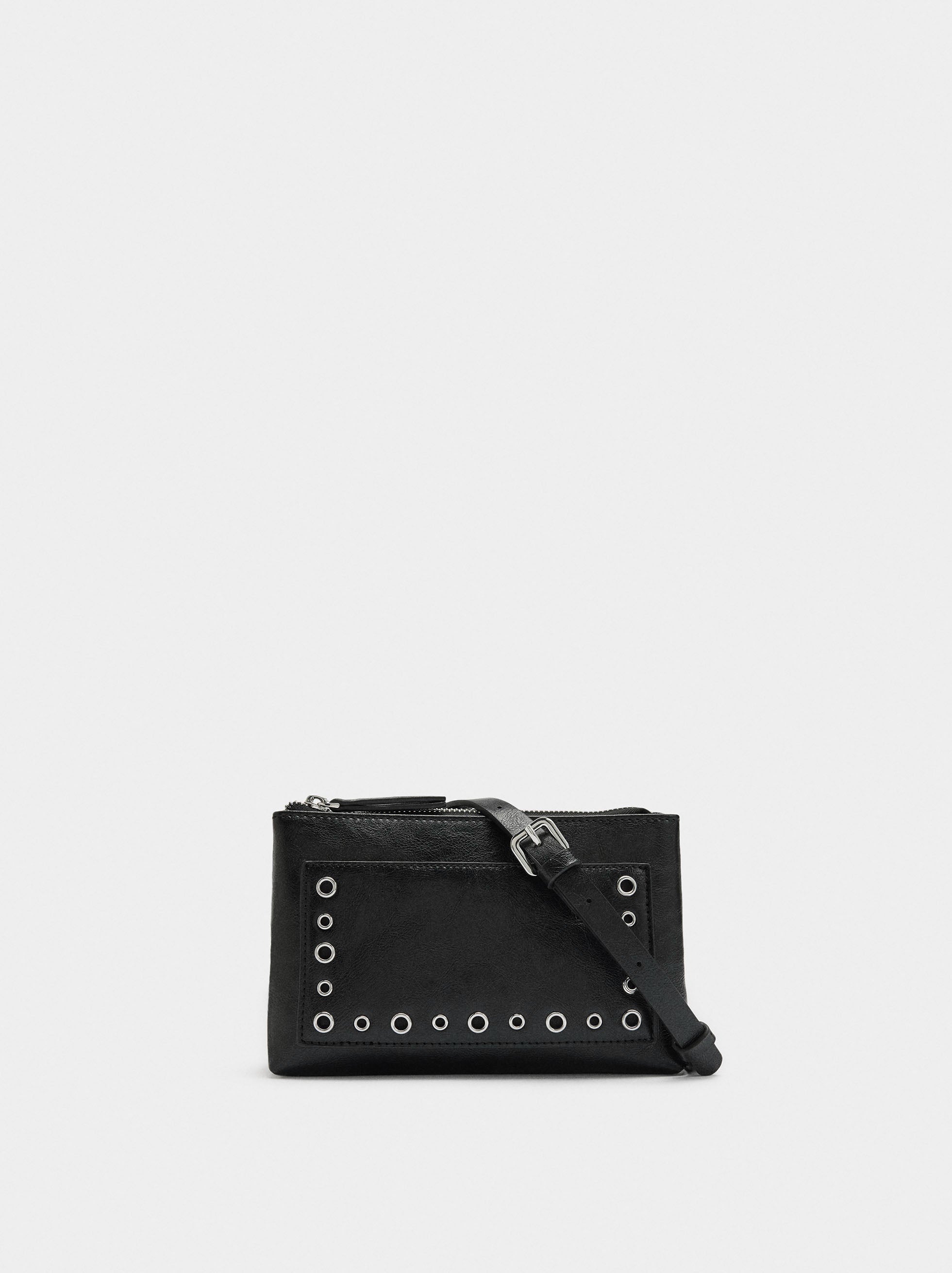 Bolso Bandolera Efecto Craquelado Con Tachuelas