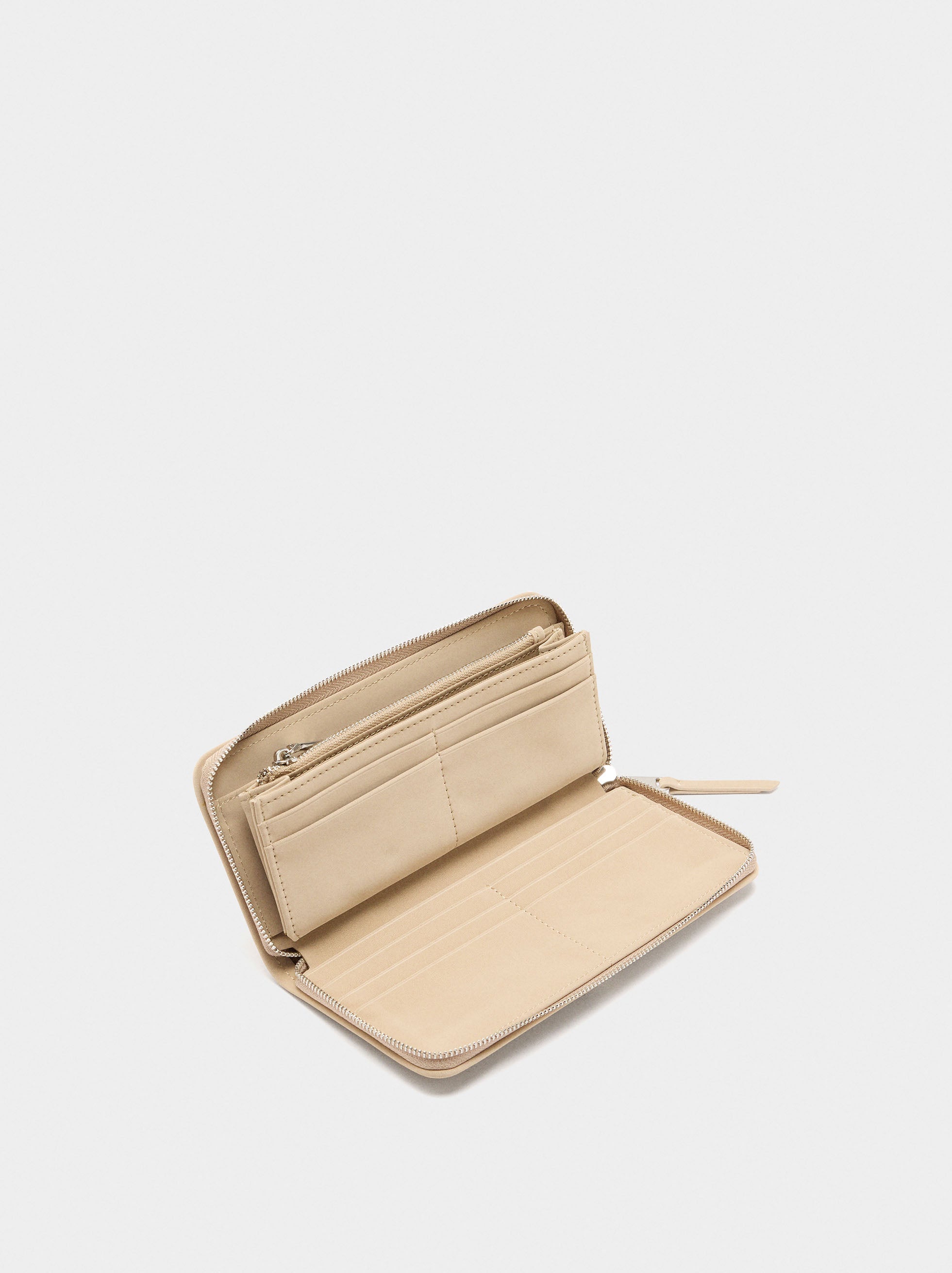 Cartera De Textura Suave Con Cierre De Cremallera L