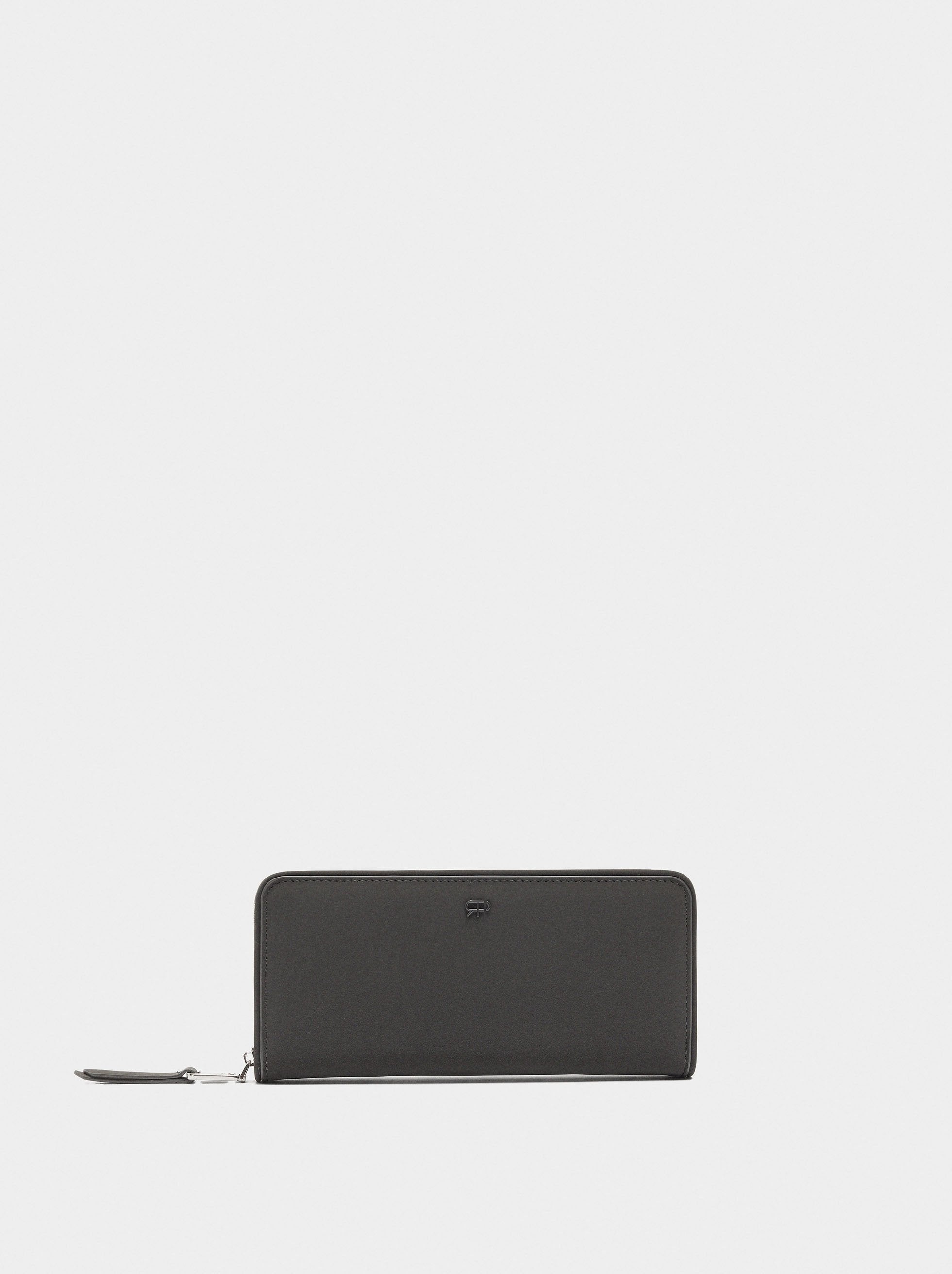 Cartera De Textura Suave Con Cierre De Cremallera L