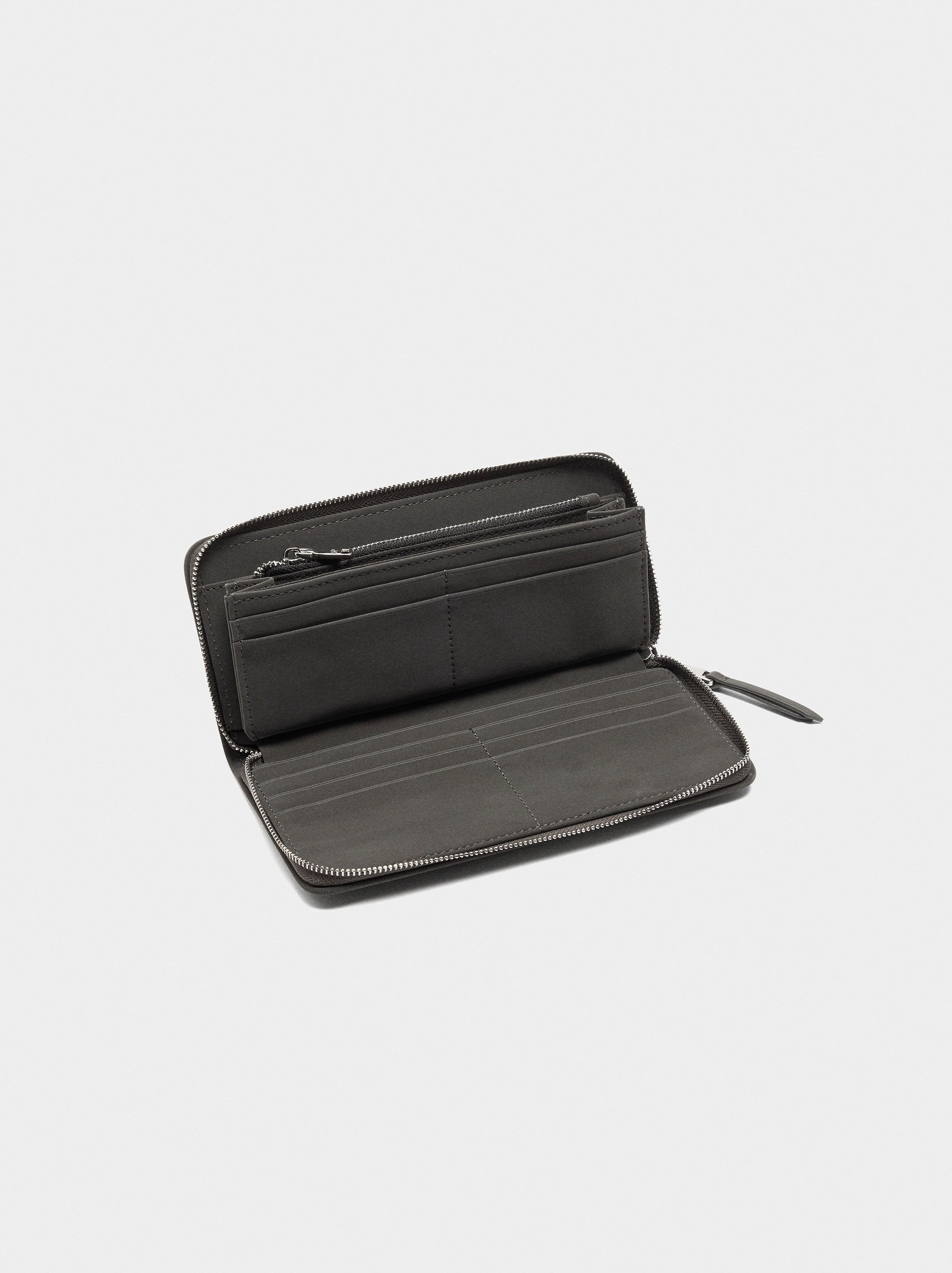 Cartera De Textura Suave Con Cierre De Cremallera L