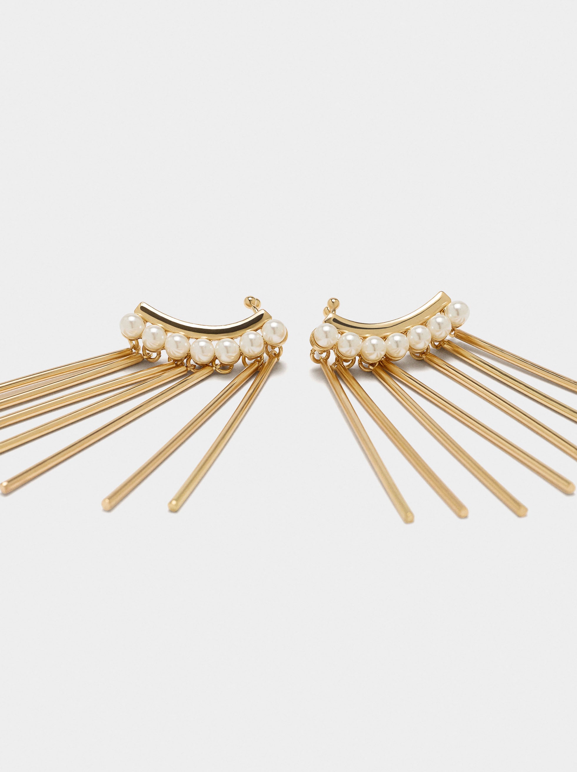 Pendientes Ear Jacket Con Perlas Y Barras