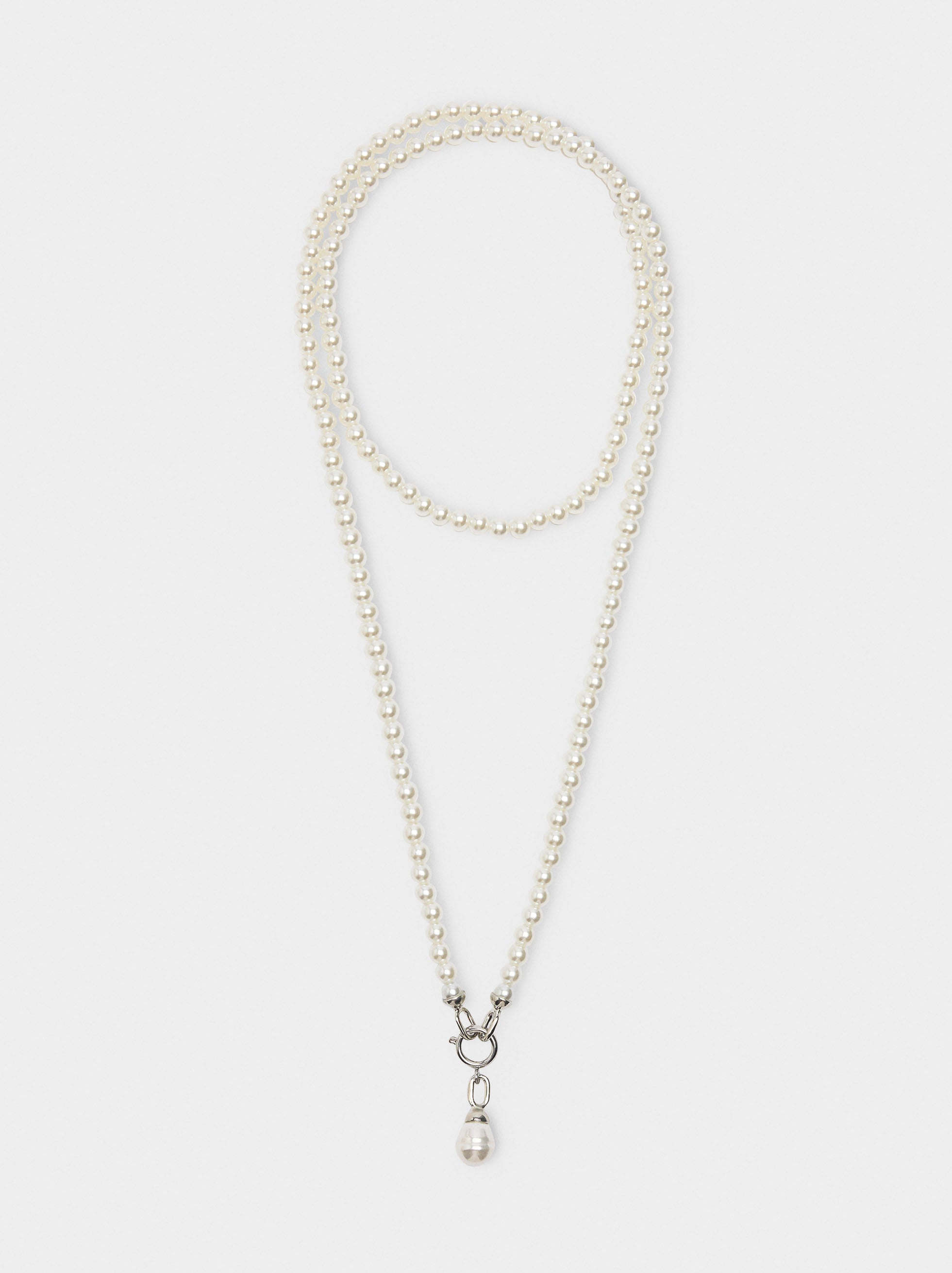 Collar De Perlas Dos Vueltas Con Colgante