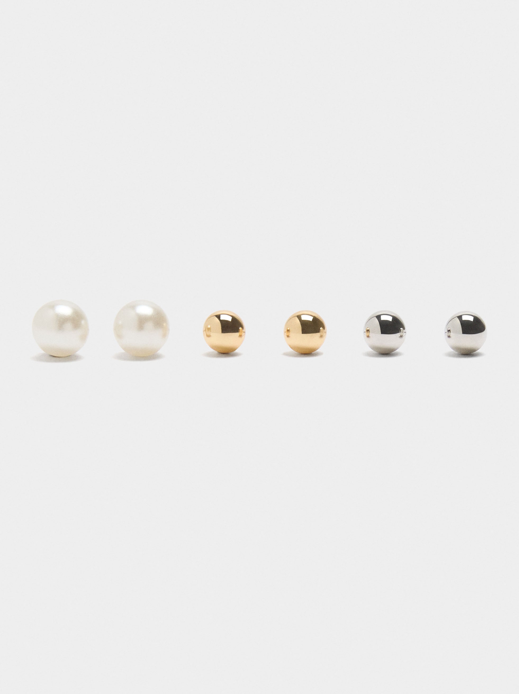 Pendientes De Esferas Bicolor Y Perlas