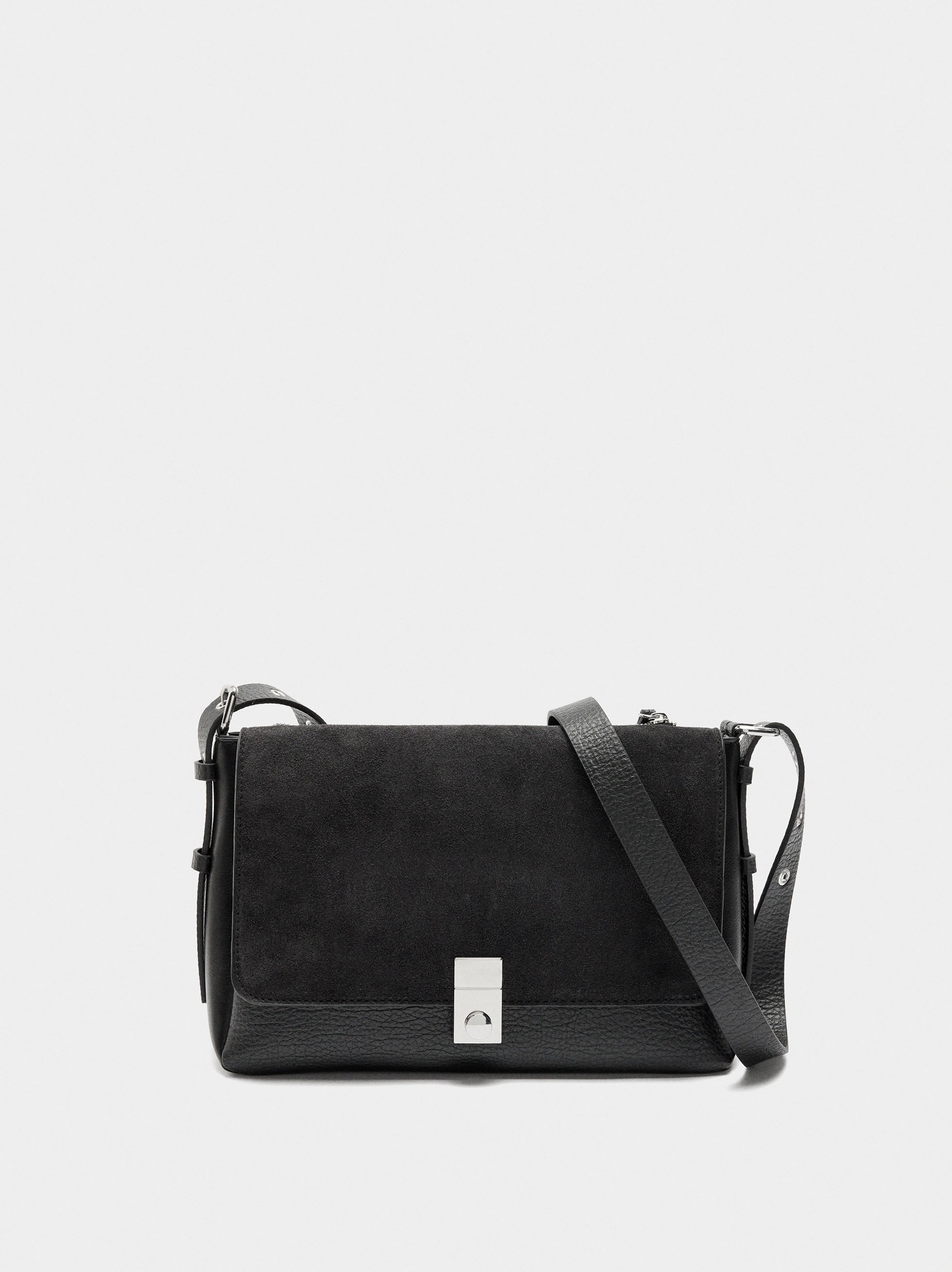 Bolso Bandolera Con Piel