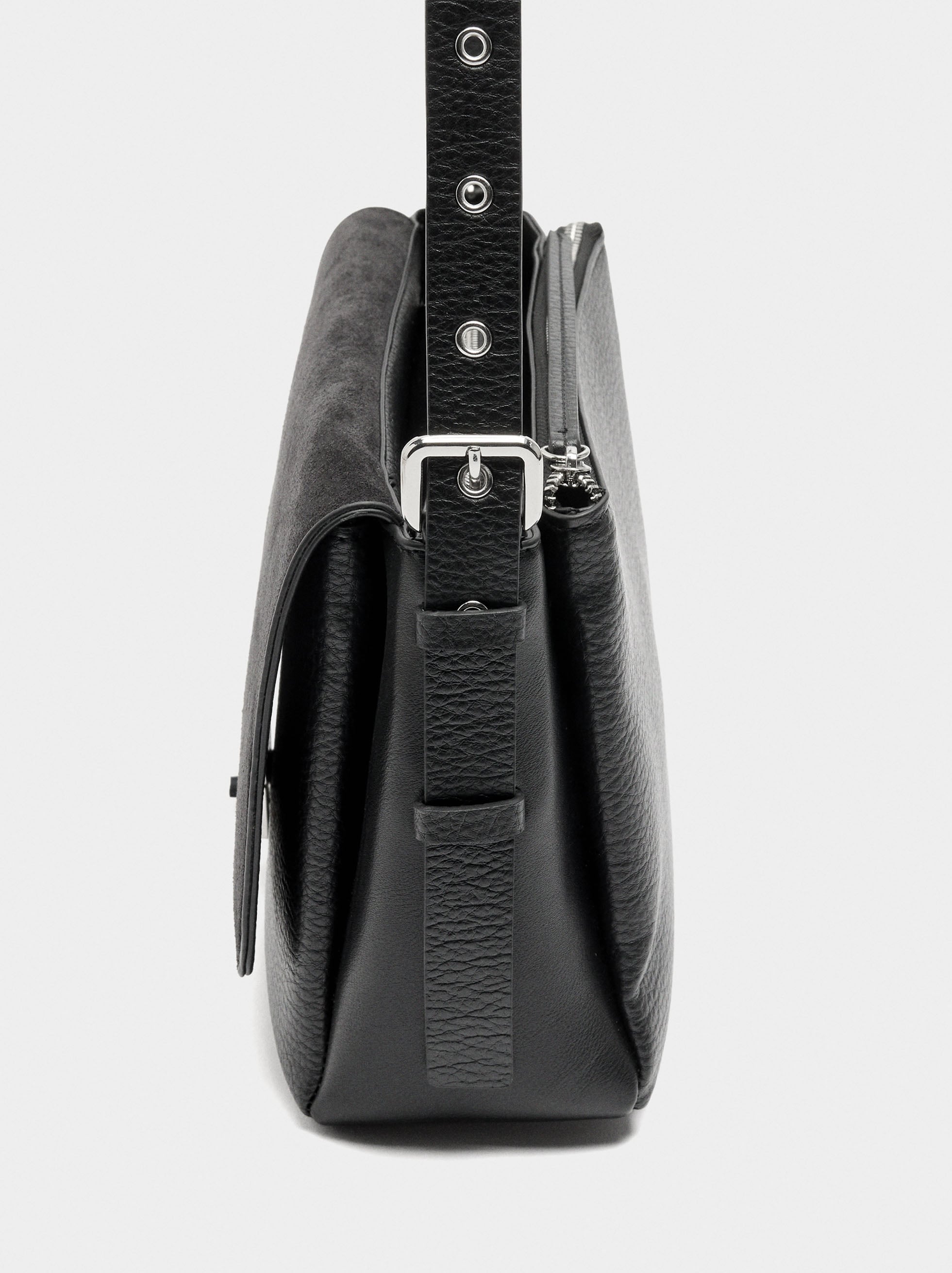 Bolso Bandolera Con Piel