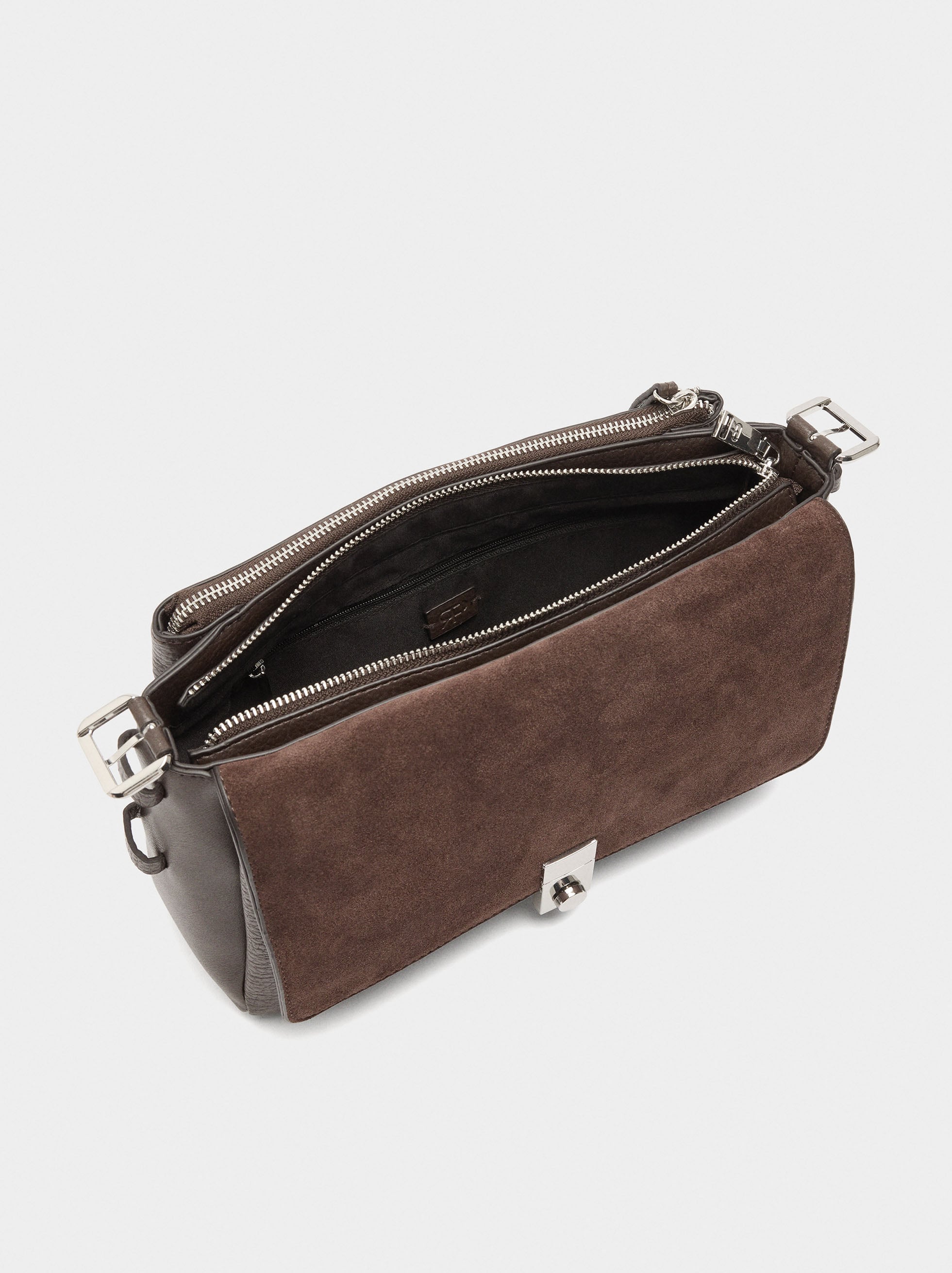 Bolso Bandolera Con Piel