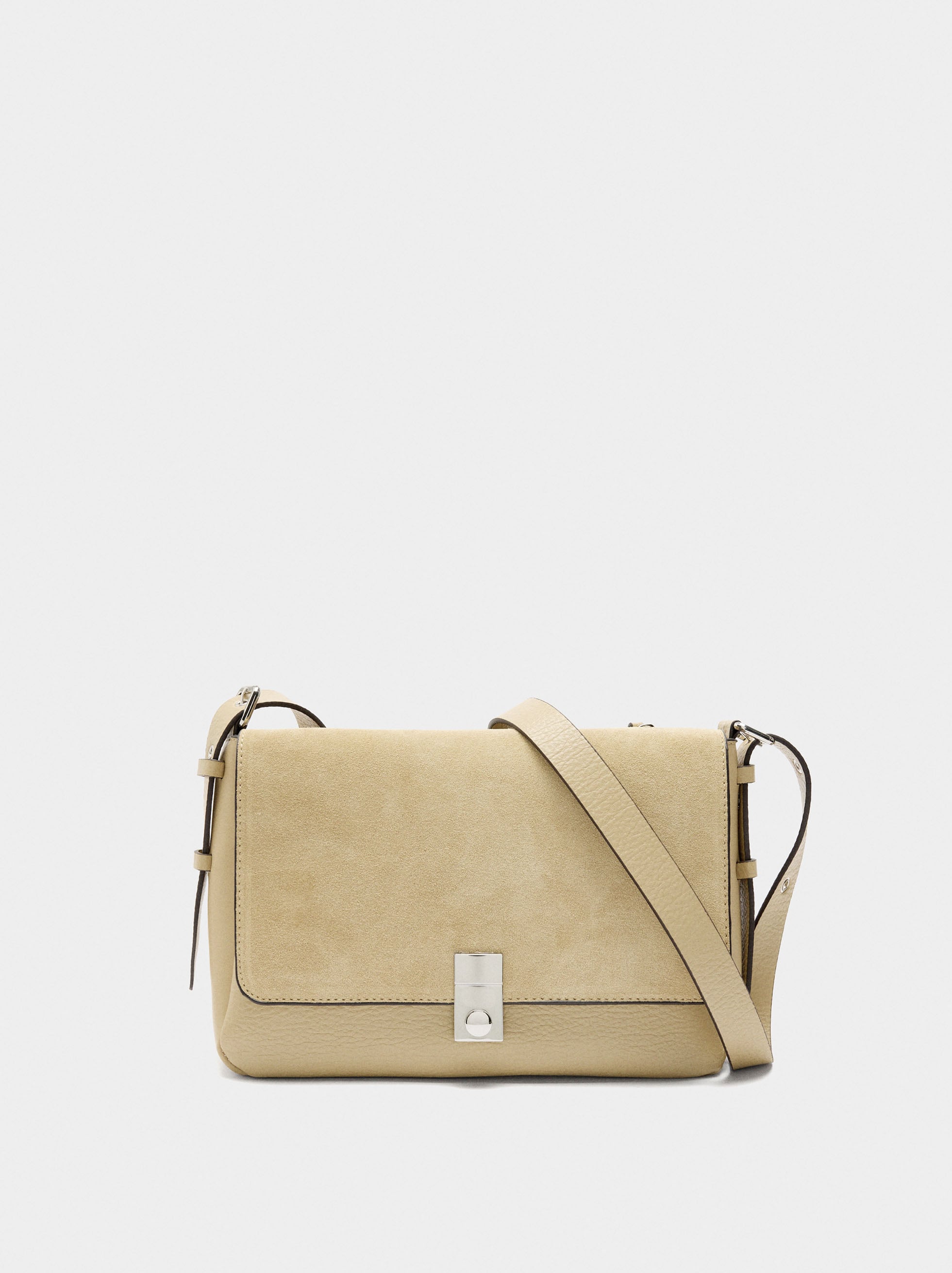 Bolso Bandolera Con Piel