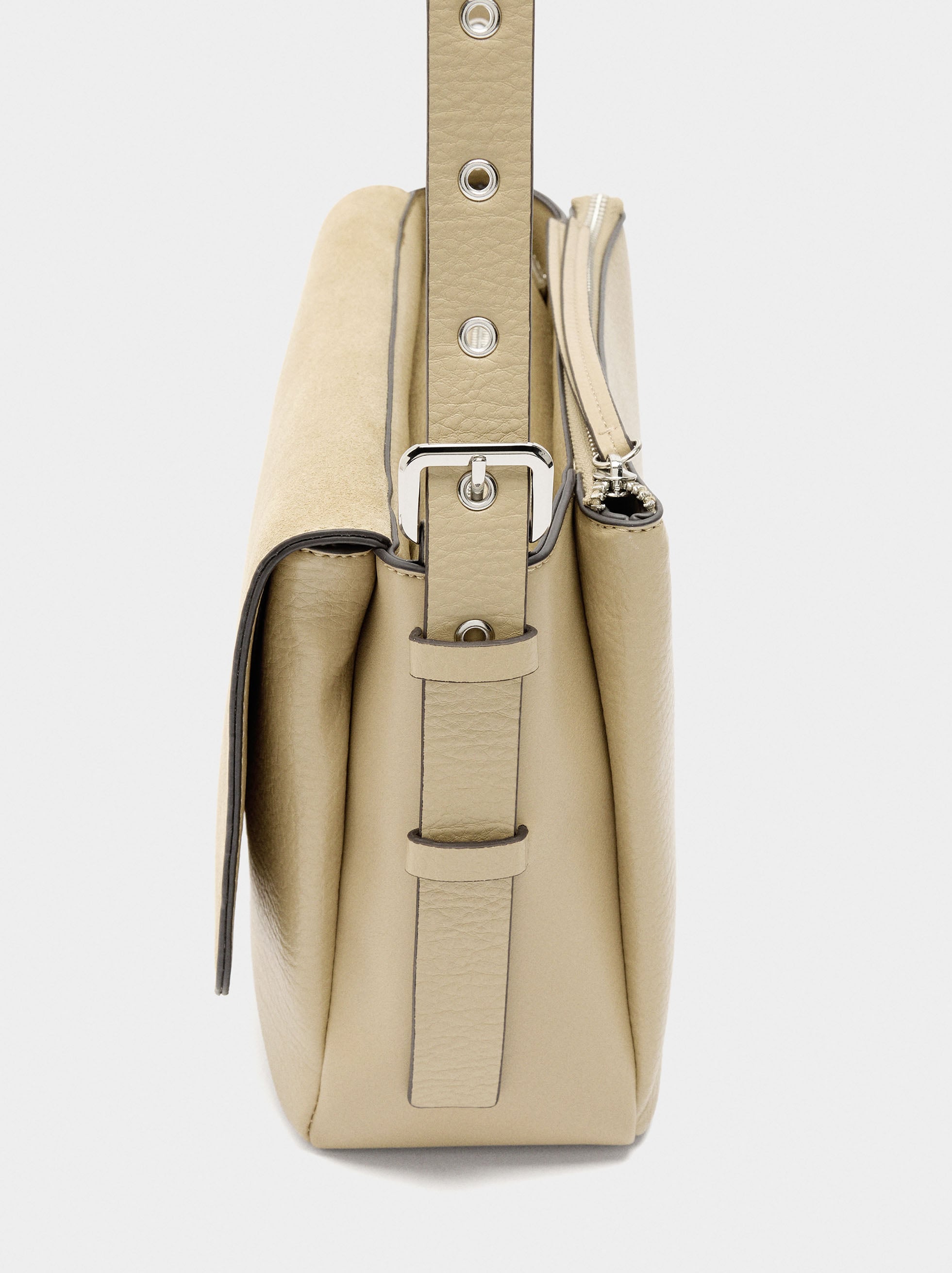 Bolso Bandolera Con Piel