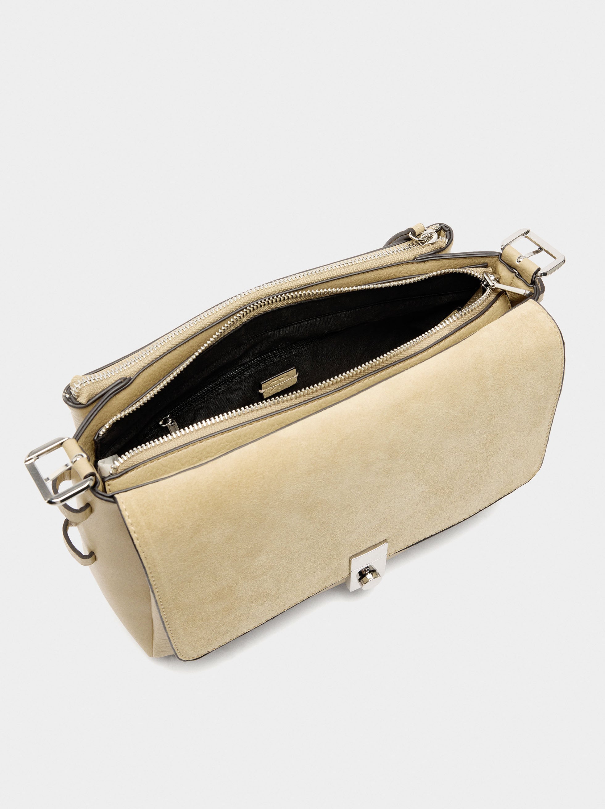 Bolso Bandolera Con Piel
