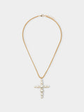 Collar Corto Con Colgante De Cruz Con Perlas