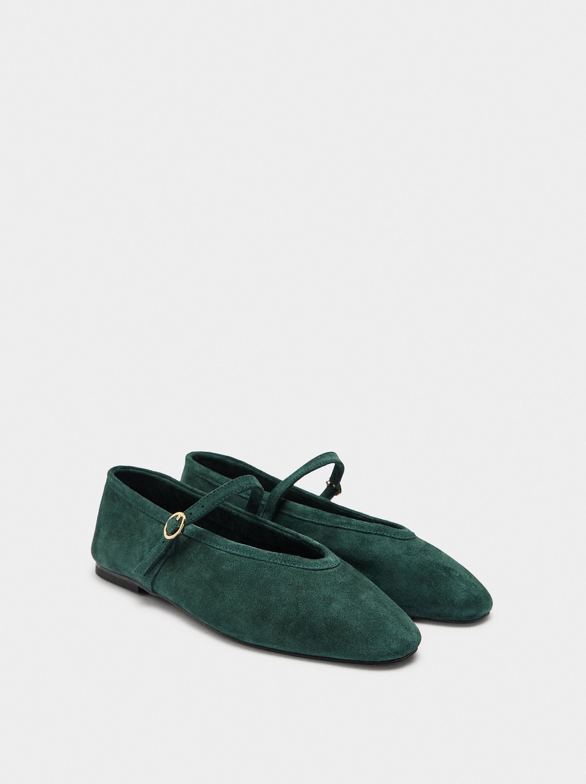 Bailarinas De Piel Con Tira Y Hebilla