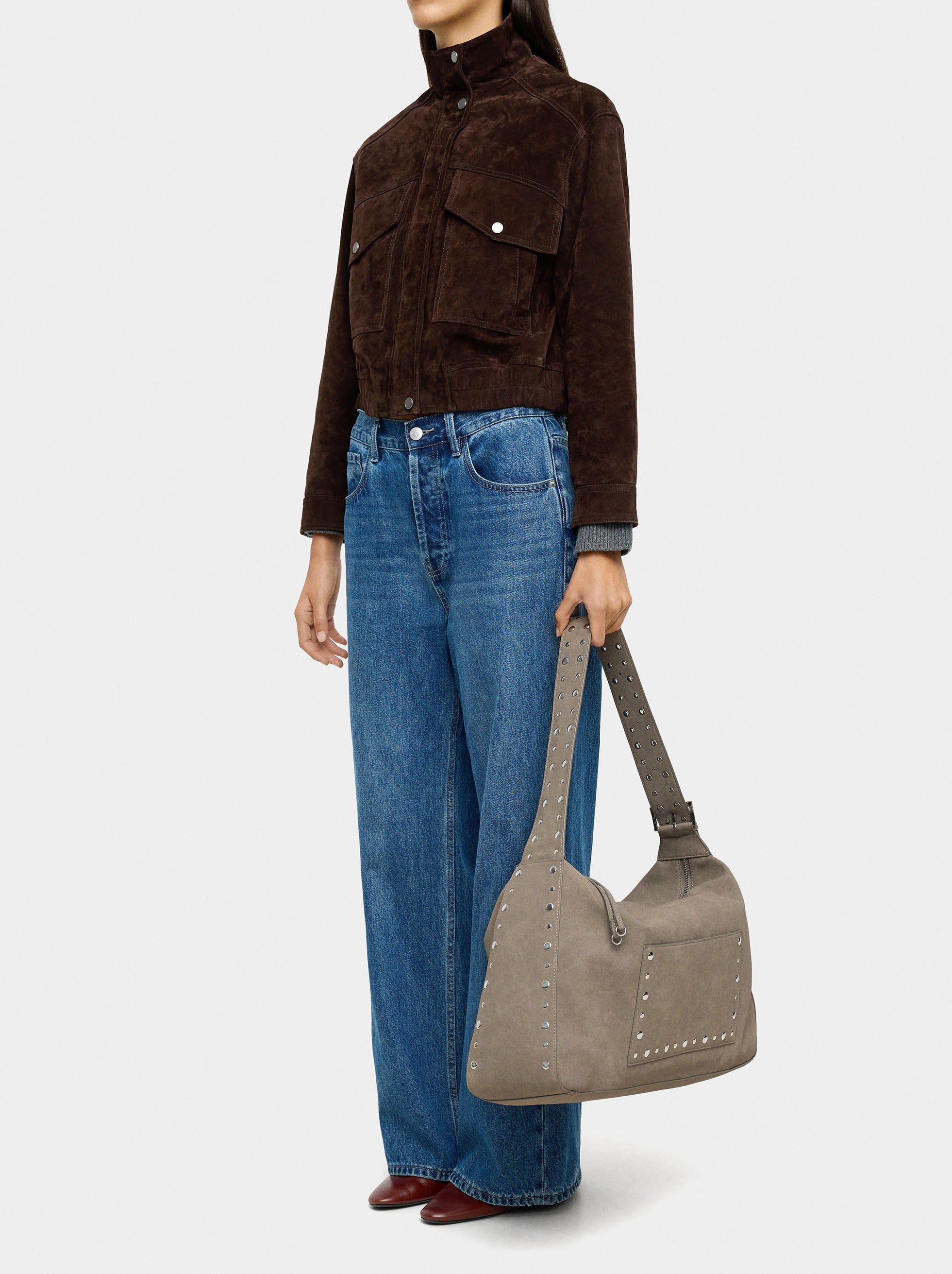 Bolso De Mano Efecto Piel Con Tachuelas