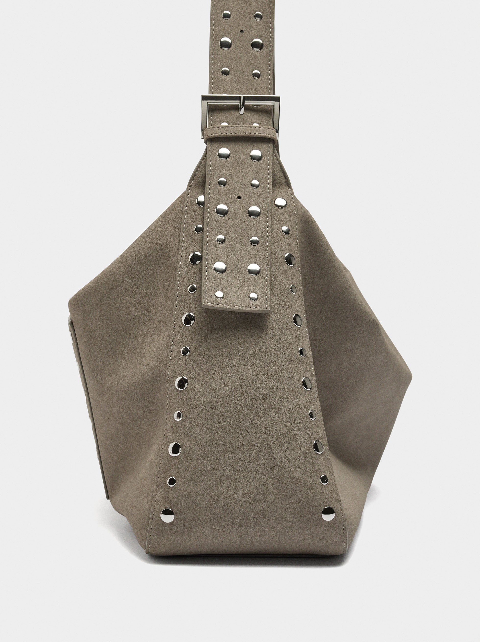 Bolso De Mano Efecto Piel Con Tachuelas